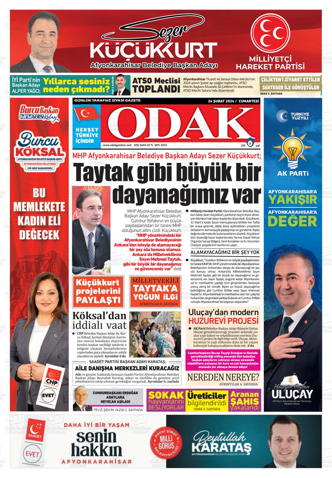 24 Şubat 2024 Odak Gazete Manşeti