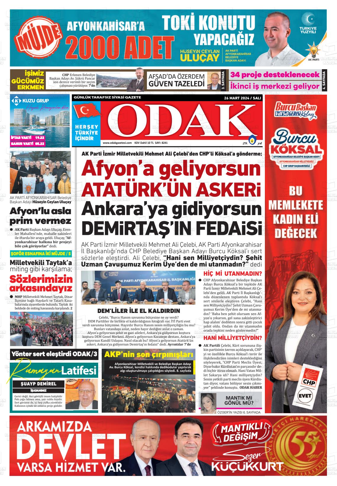 26 Mart 2024 Odak Gazete Manşeti