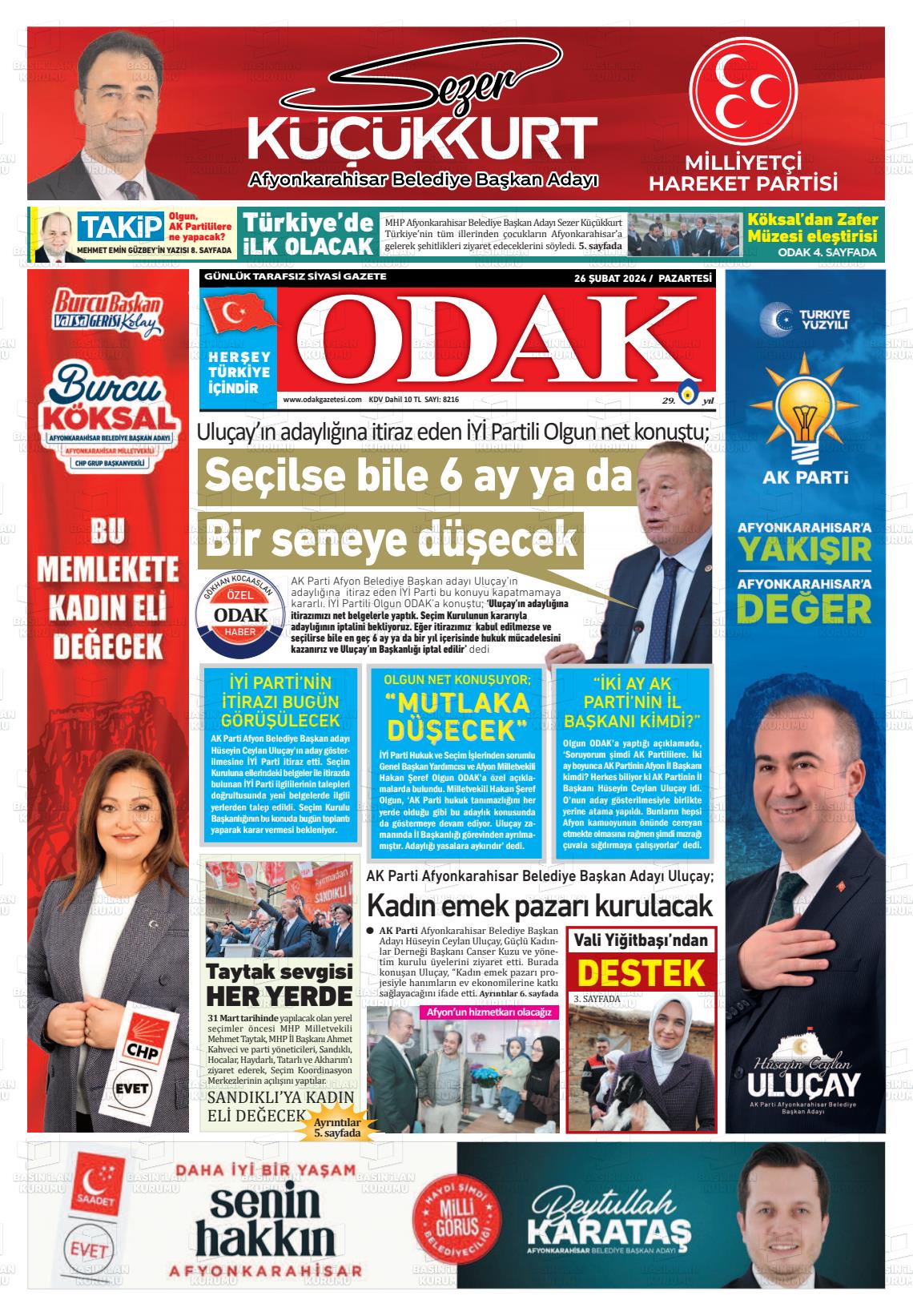 26 Şubat 2024 Odak Gazete Manşeti