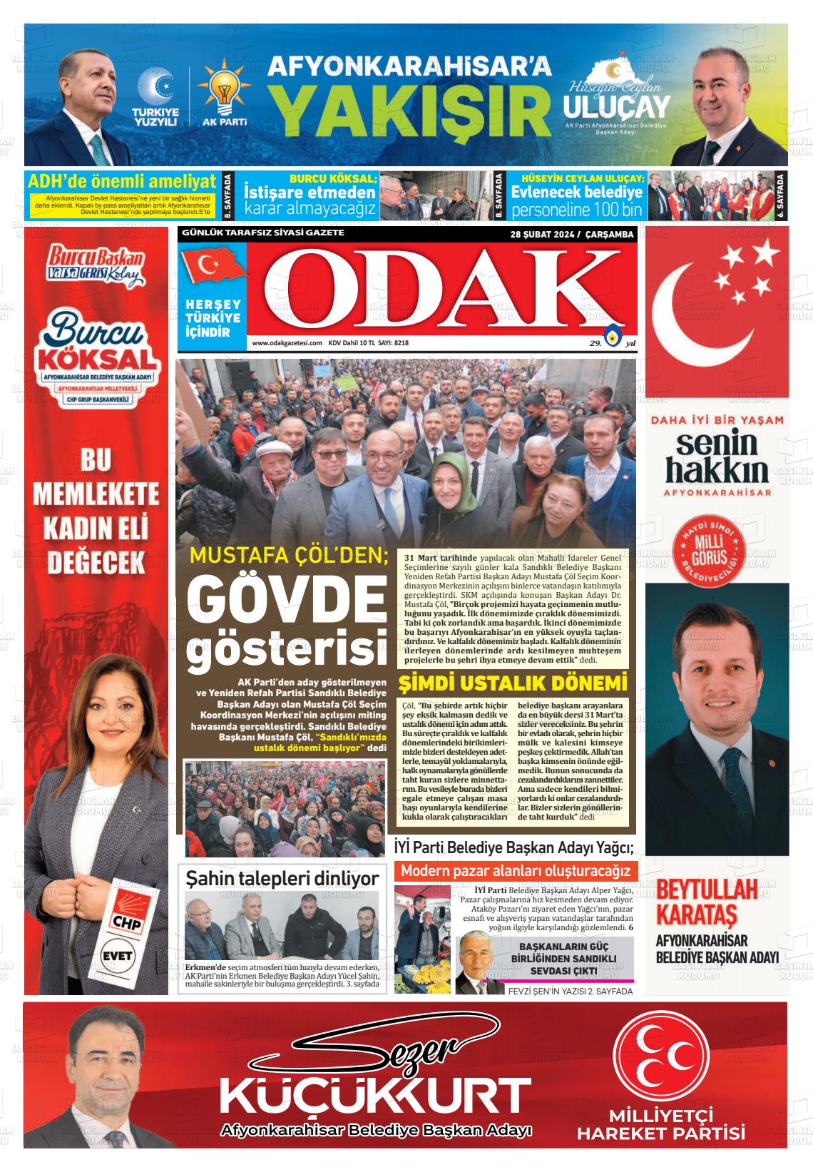 28 Şubat 2024 Odak Gazete Manşeti