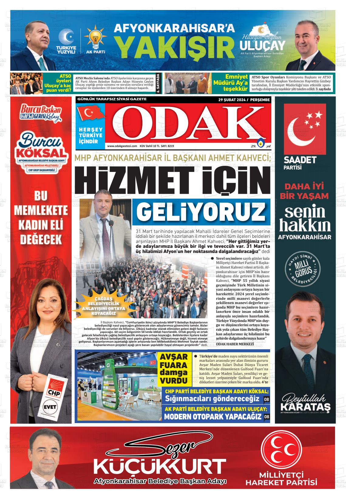 29 Şubat 2024 Odak Gazete Manşeti