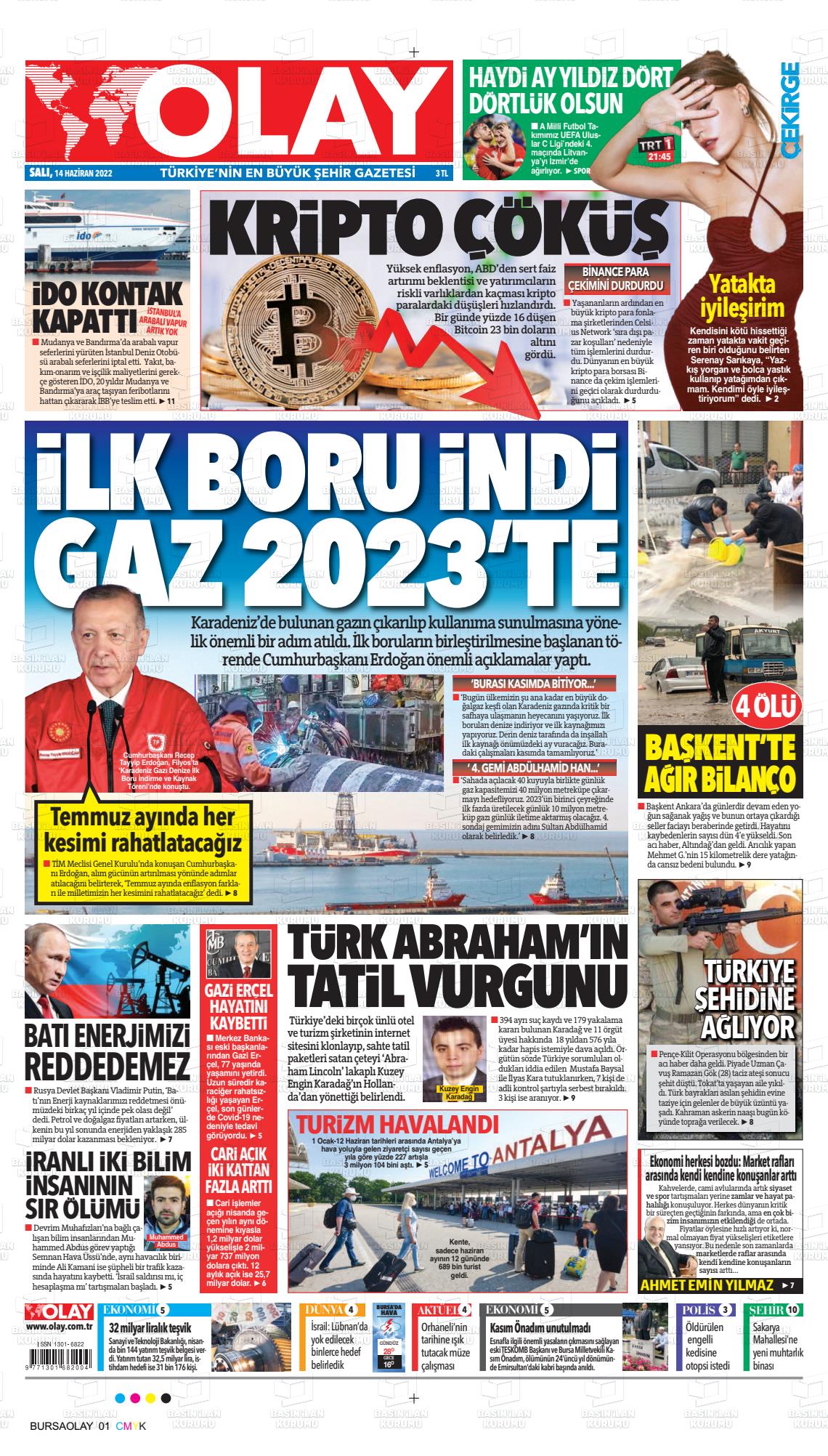 14 Haziran 2022 Olay Gazete Manşeti