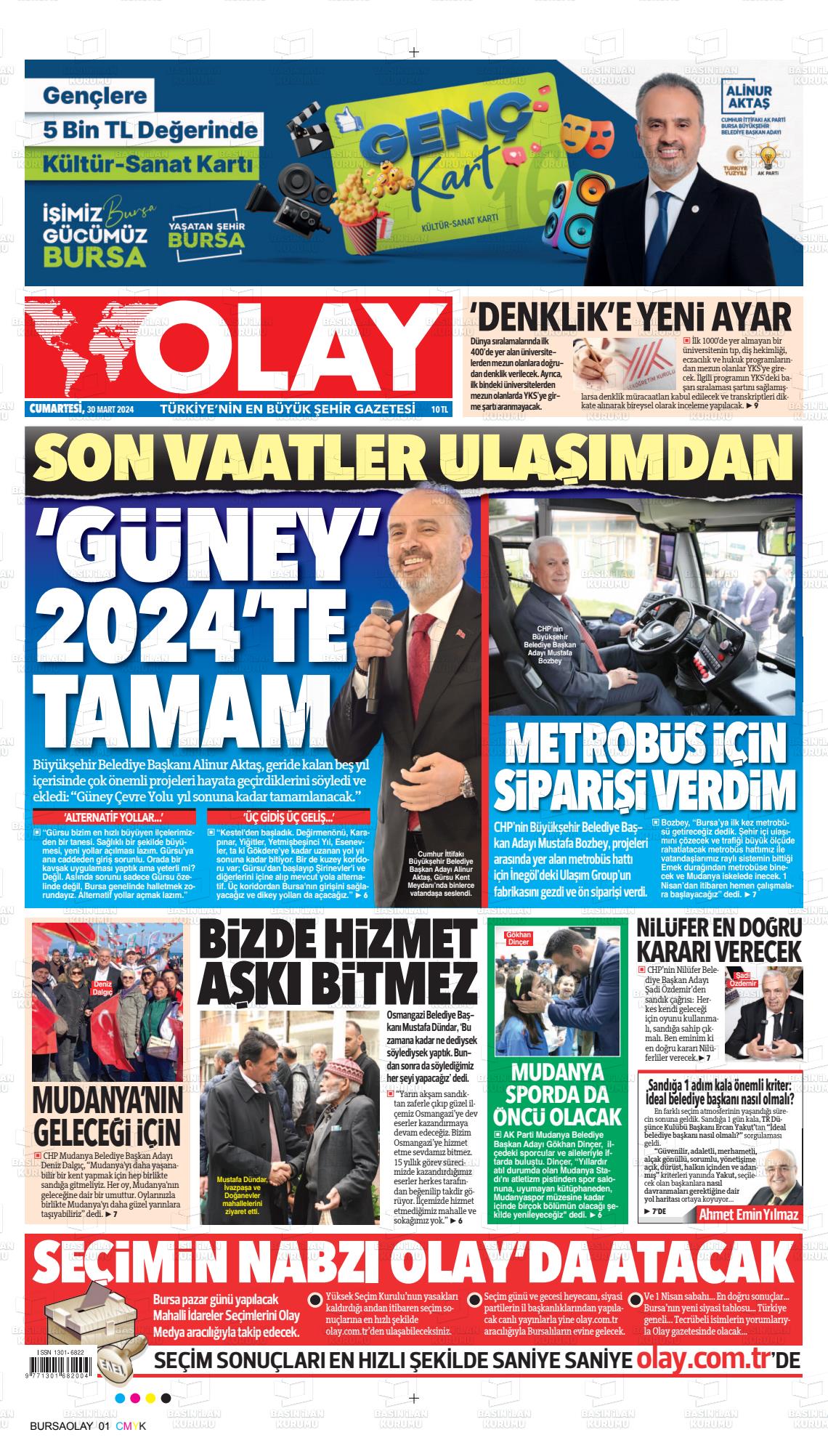 30 Mart 2024 Olay Gazete Manşeti