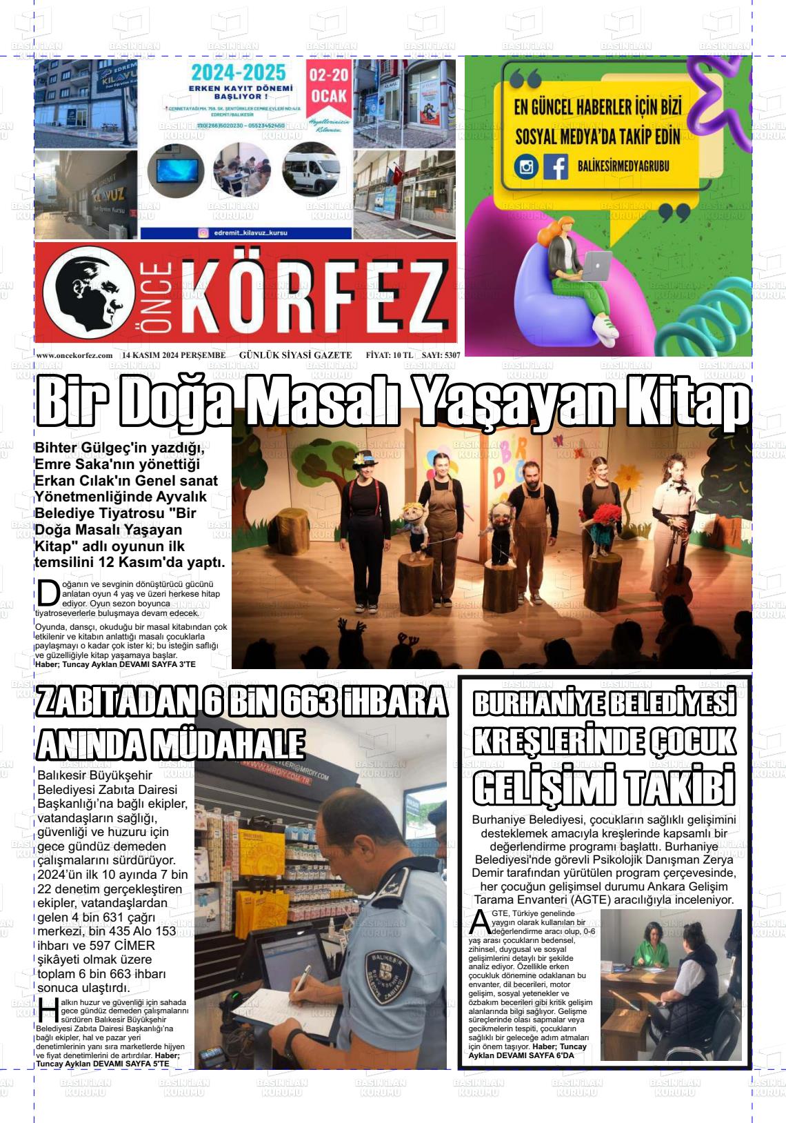 14 Kasım 2024 Önce Körfez Gazete Manşeti