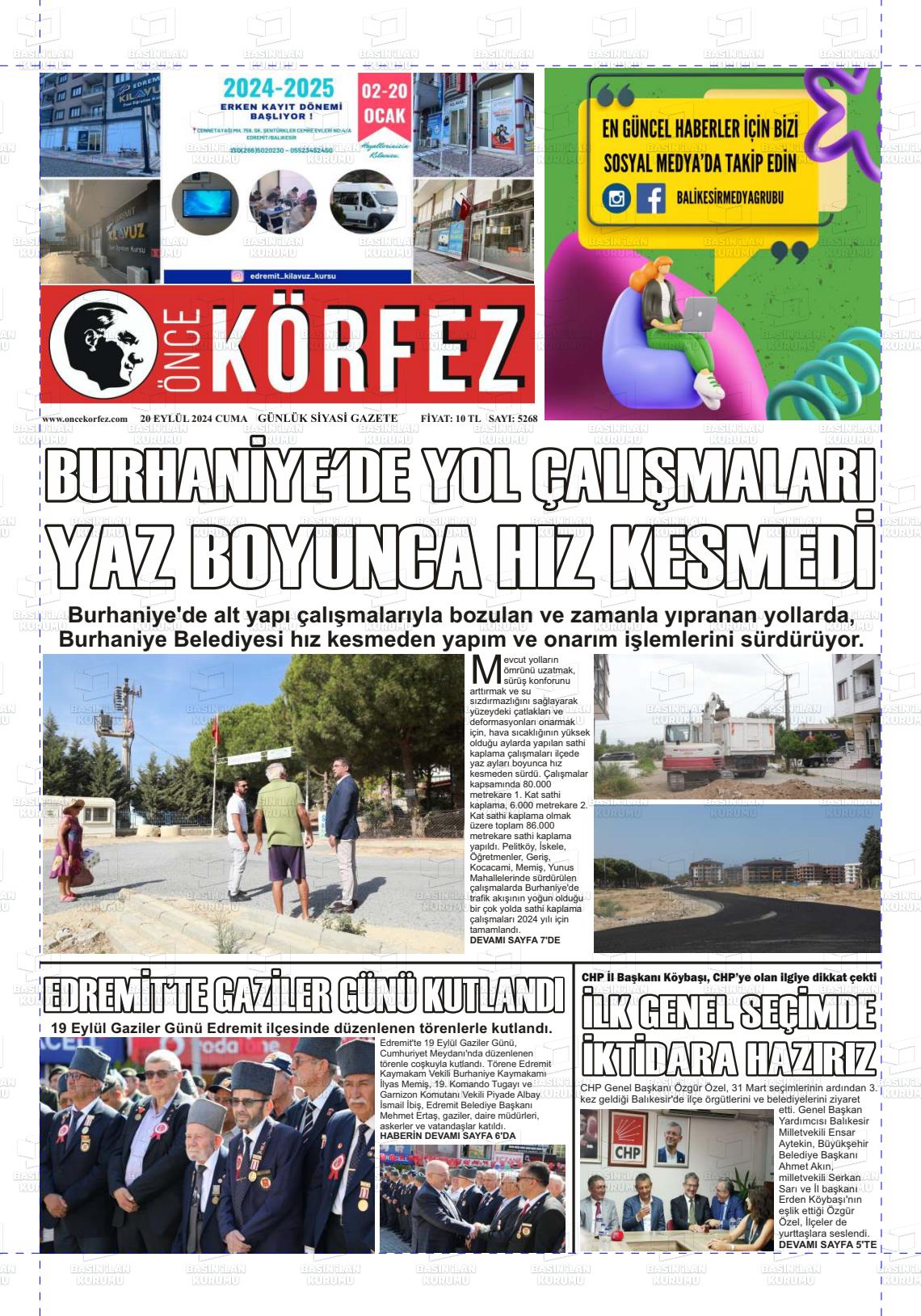 20 Eylül 2024 Önce Körfez Gazete Manşeti