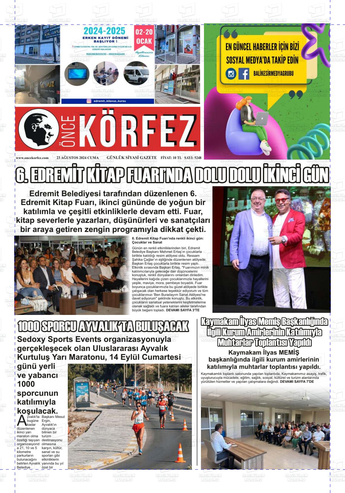 23 Ağustos 2024 Önce Körfez Gazete Manşeti