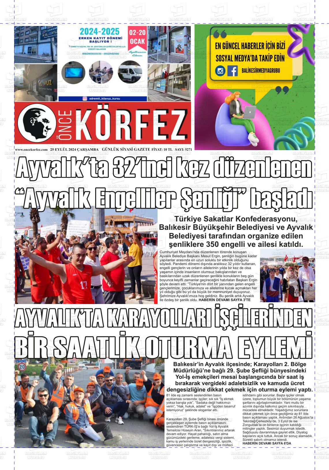 25 Eylül 2024 Önce Körfez Gazete Manşeti