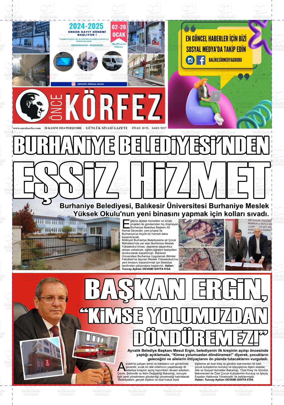 02 Aralık 2024 Önce Körfez Gazete Manşeti