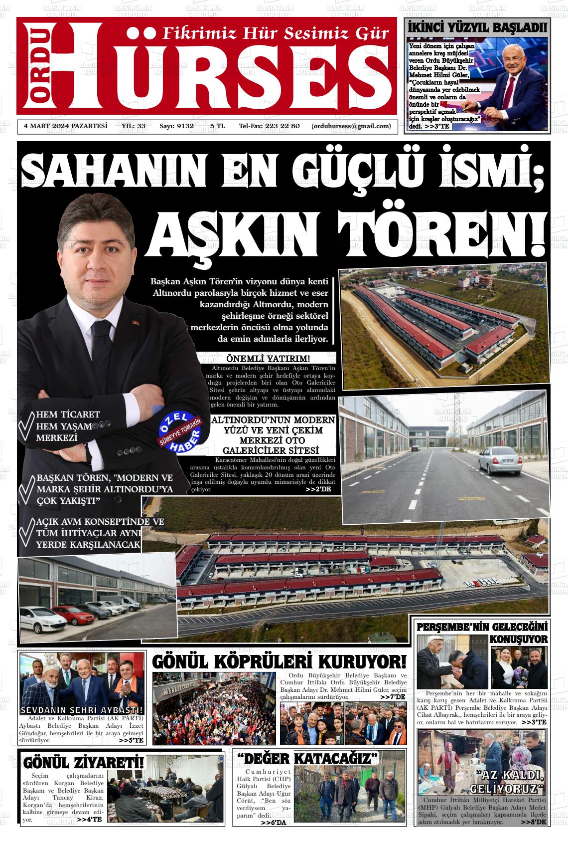 04 Mart 2024 Ordu Hürses Gazete Manşeti