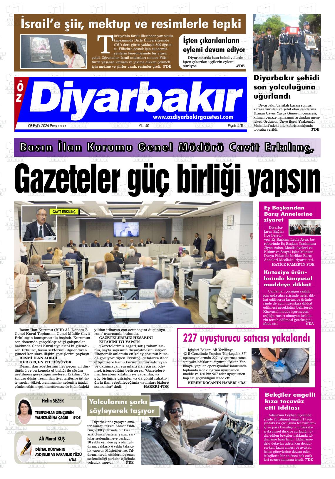 05 Eylül 2024 Öz Diyarbakir Gazete Gazete Manşeti