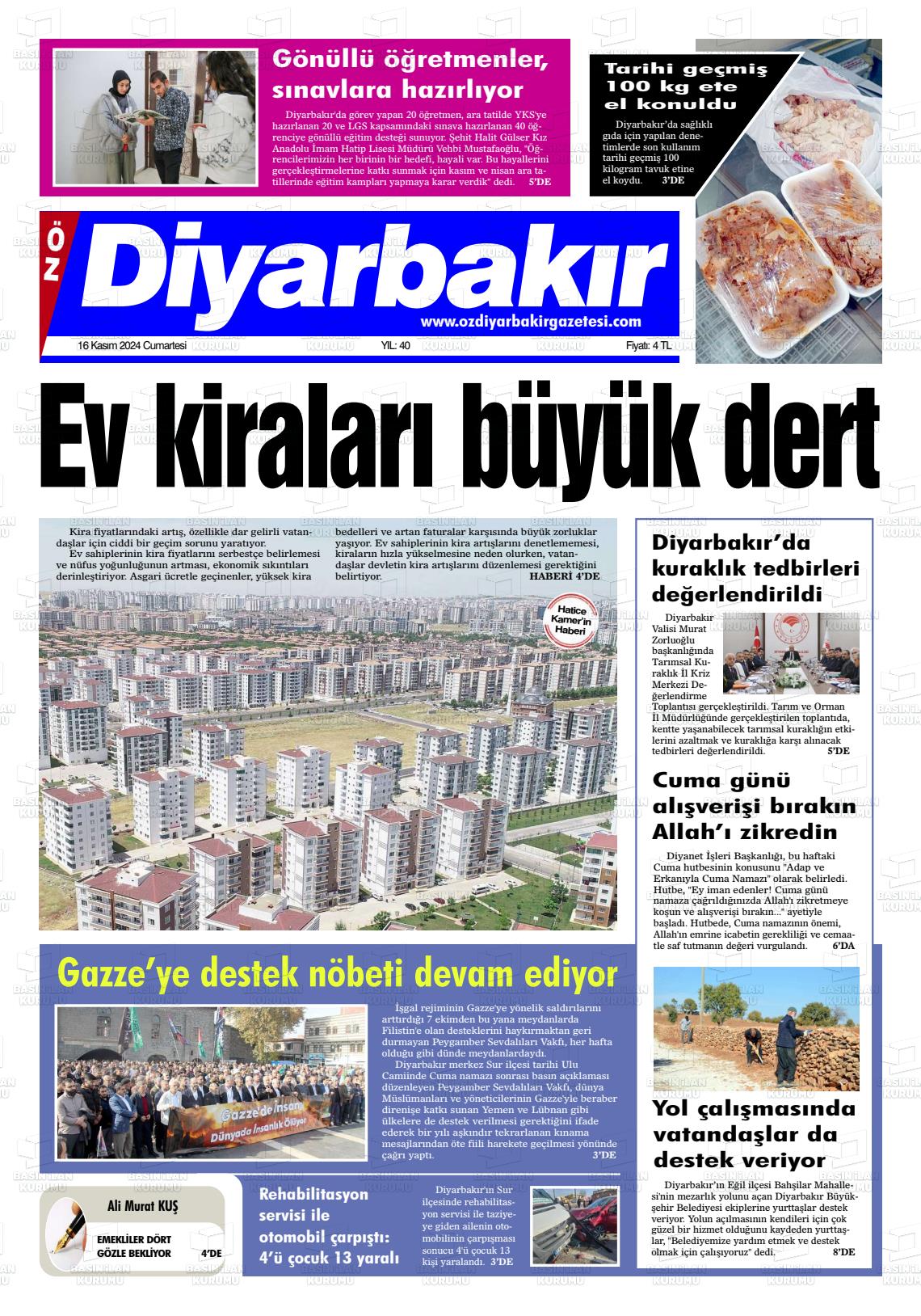 16 Kasım 2024 Öz Diyarbakir Gazete Gazete Manşeti