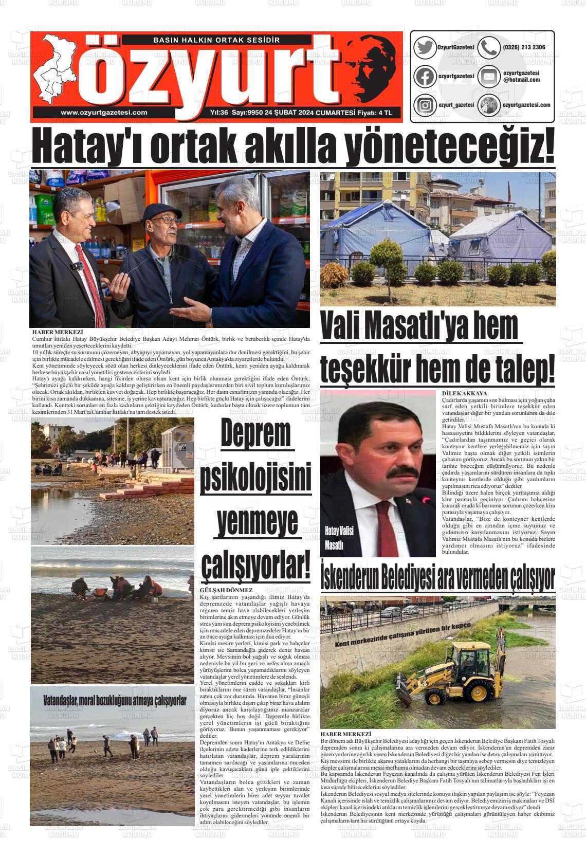 24 Şubat 2024 Özyurt Gazete Manşeti