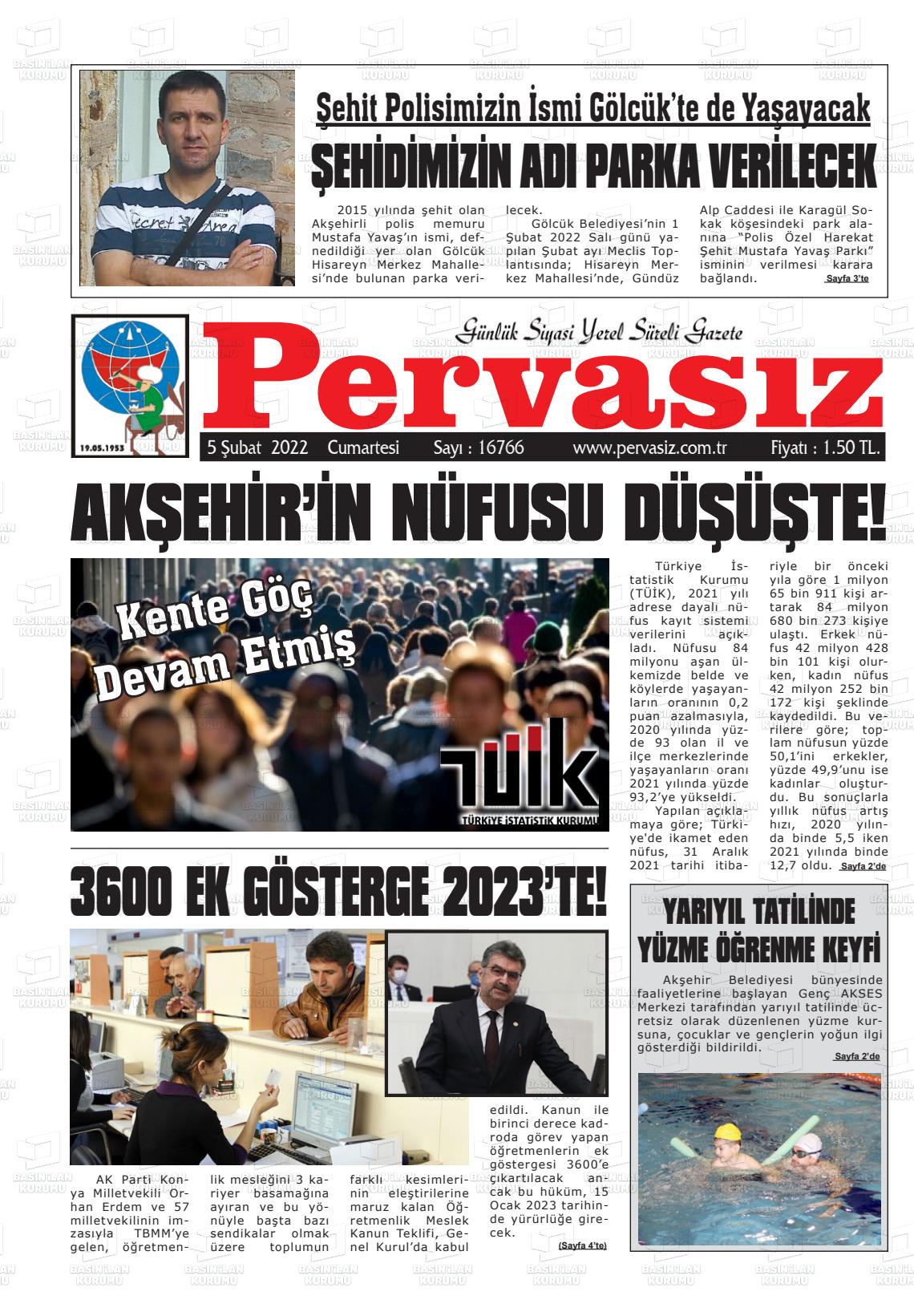 05 Nisan 2022 Konya Pervasız Gazete Manşeti