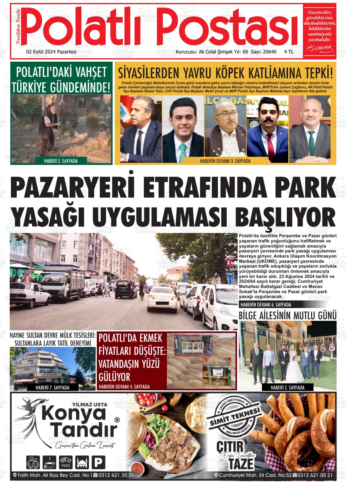 02 Eylül 2024 Polatlı Postası Gazete Manşeti