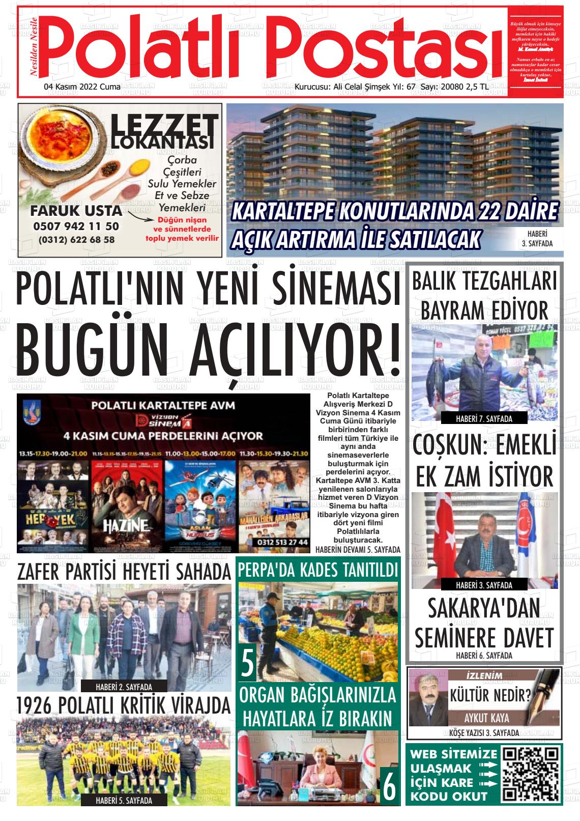 04 Kasım 2022 Polatlı Postası Gazete Manşeti