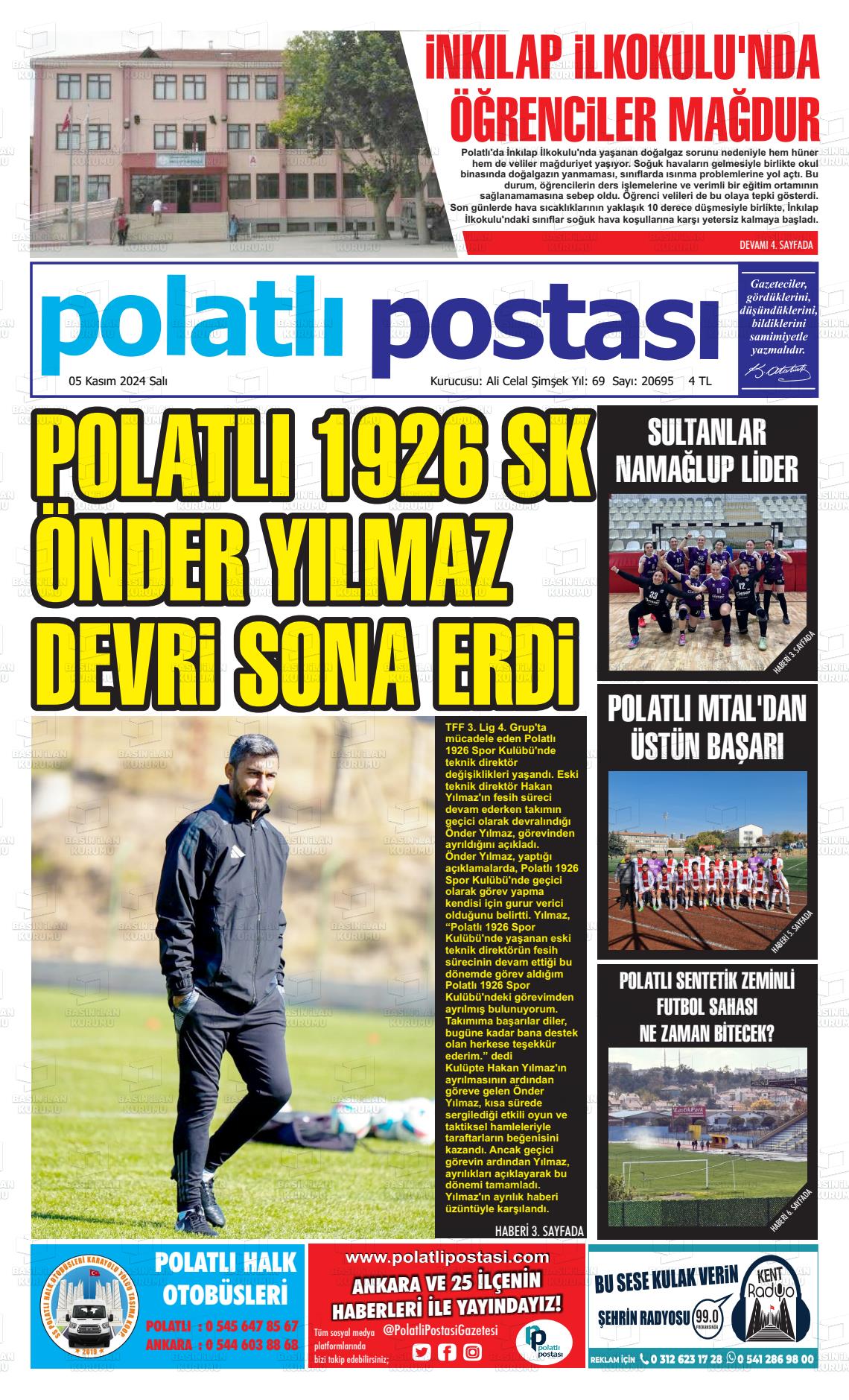 05 Kasım 2024 Polatlı Postası Gazete Manşeti