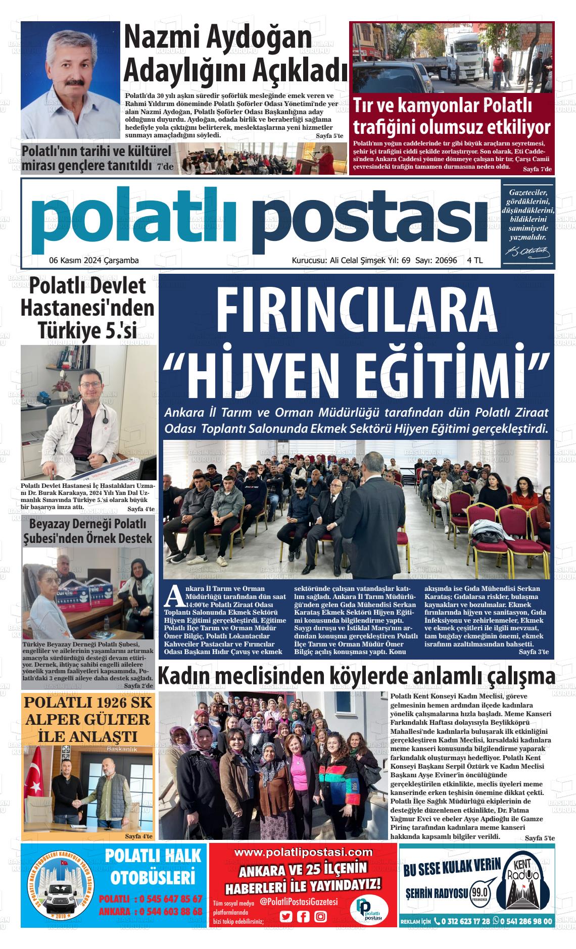 06 Kasım 2024 Polatlı Postası Gazete Manşeti