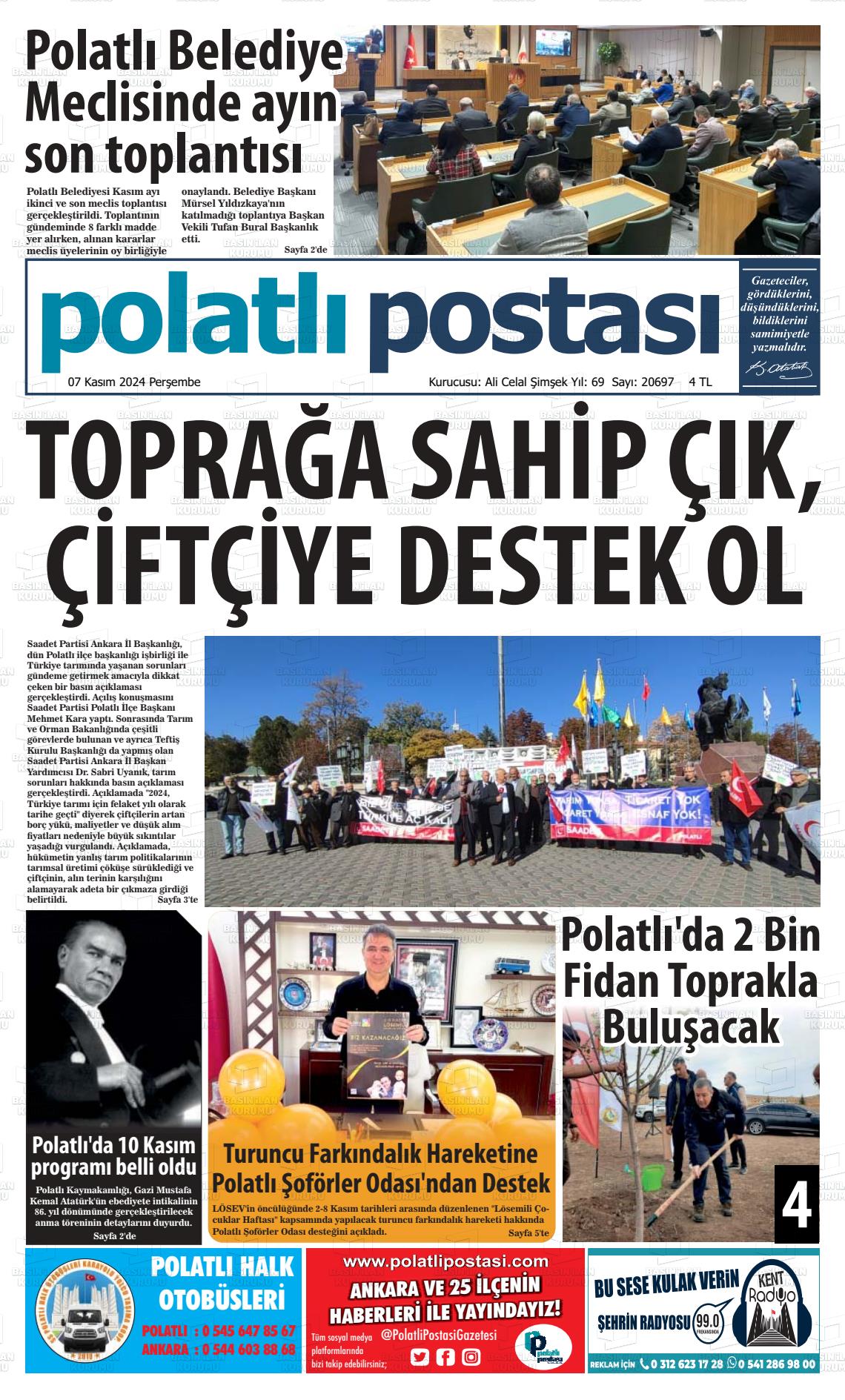 07 Kasım 2024 Polatlı Postası Gazete Manşeti