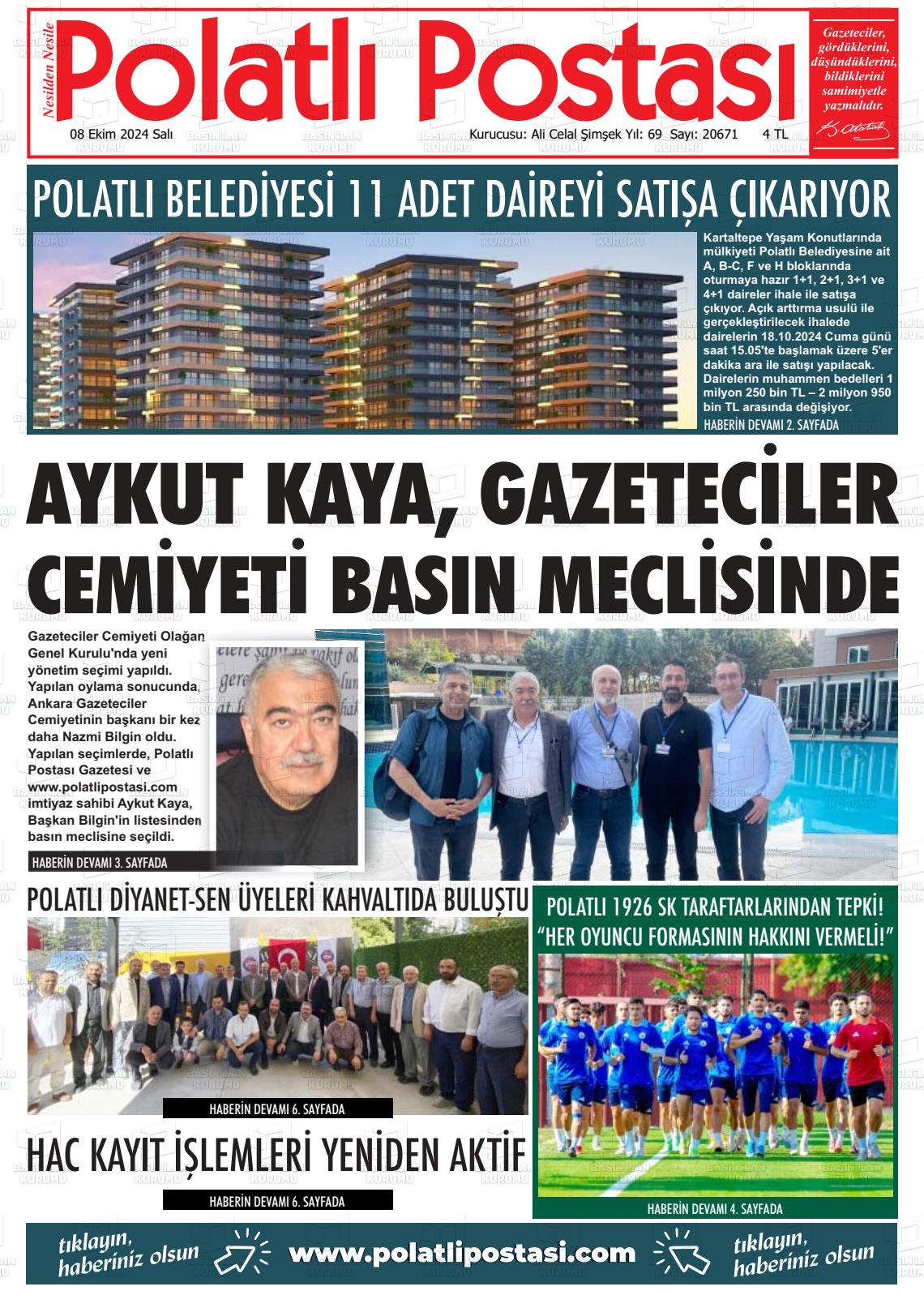 08 Ekim 2024 Polatlı Postası Gazete Manşeti