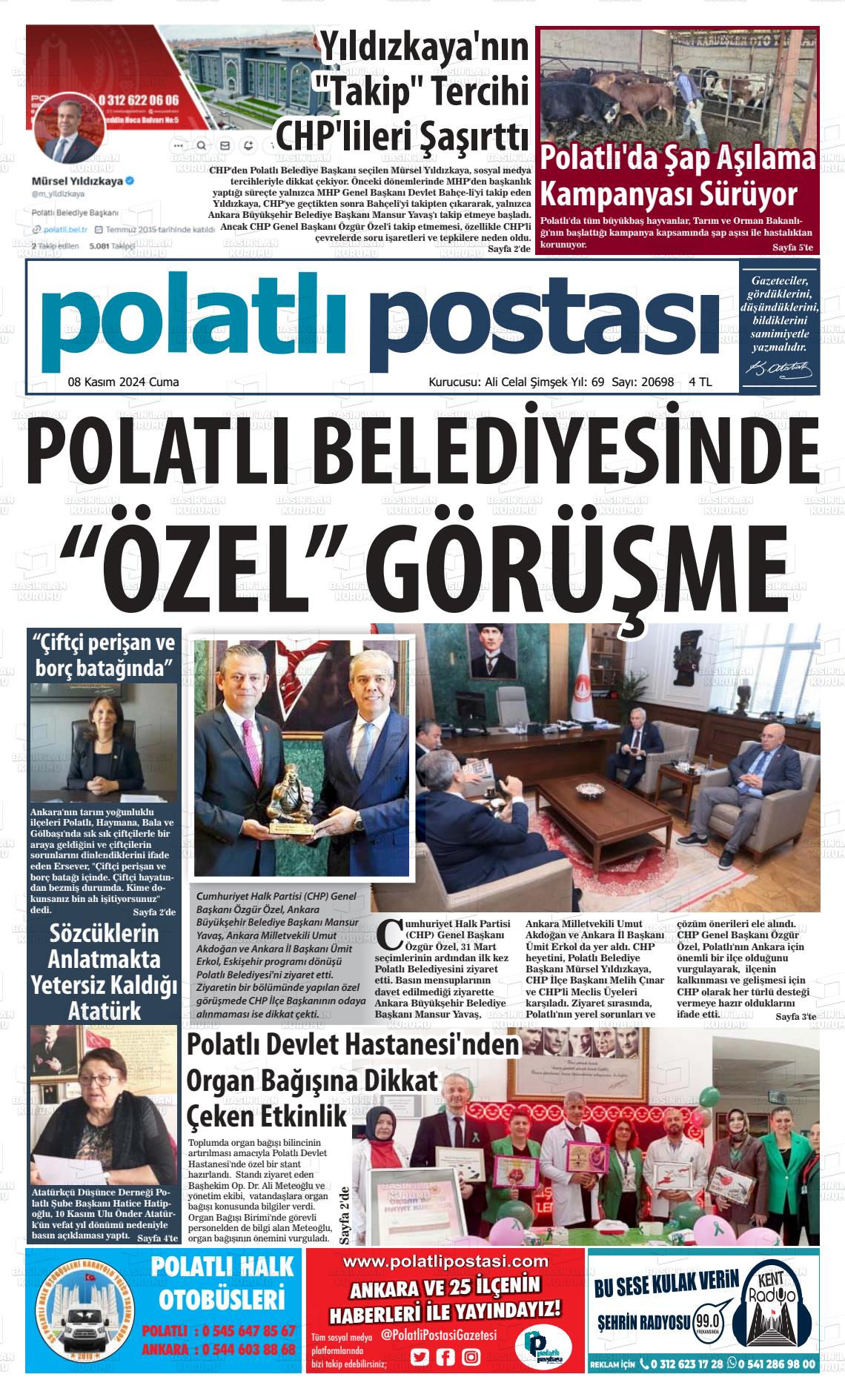 08 Kasım 2024 Polatlı Postası Gazete Manşeti