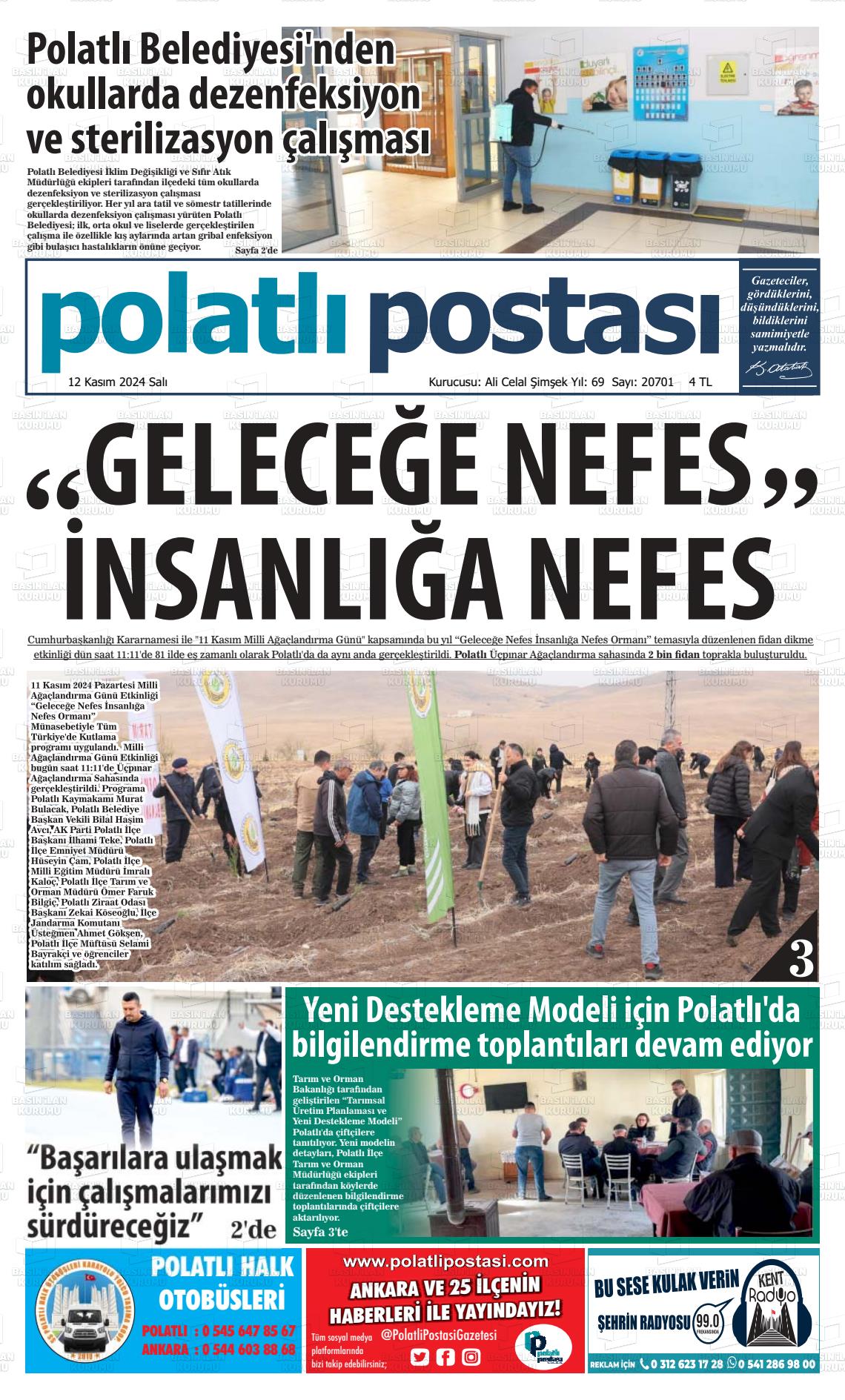 12 Kasım 2024 Polatlı Postası Gazete Manşeti