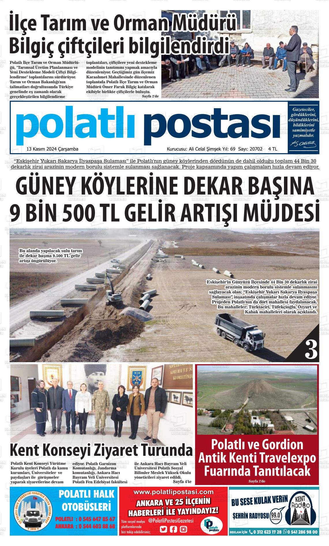 13 Kasım 2024 Polatlı Postası Gazete Manşeti