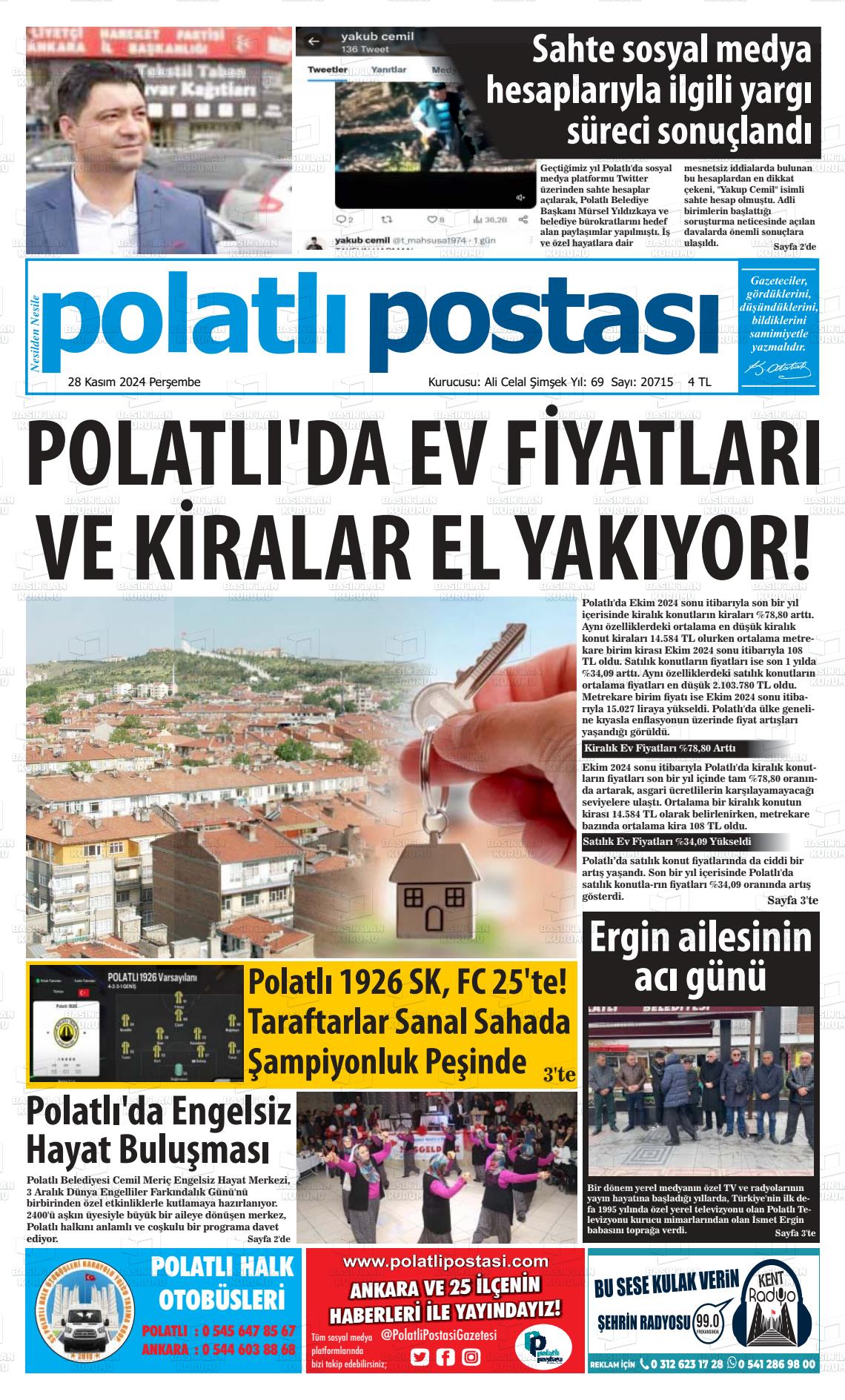 21 Aralık 2024 Polatlı Postası Gazete Manşeti