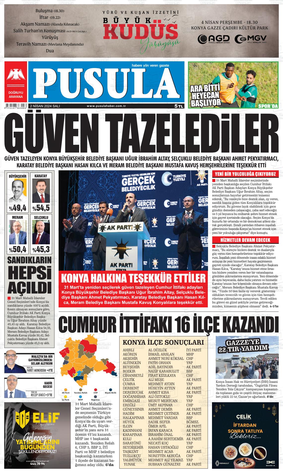 02 Nisan 2024 Pusula Haber Gazete Manşeti