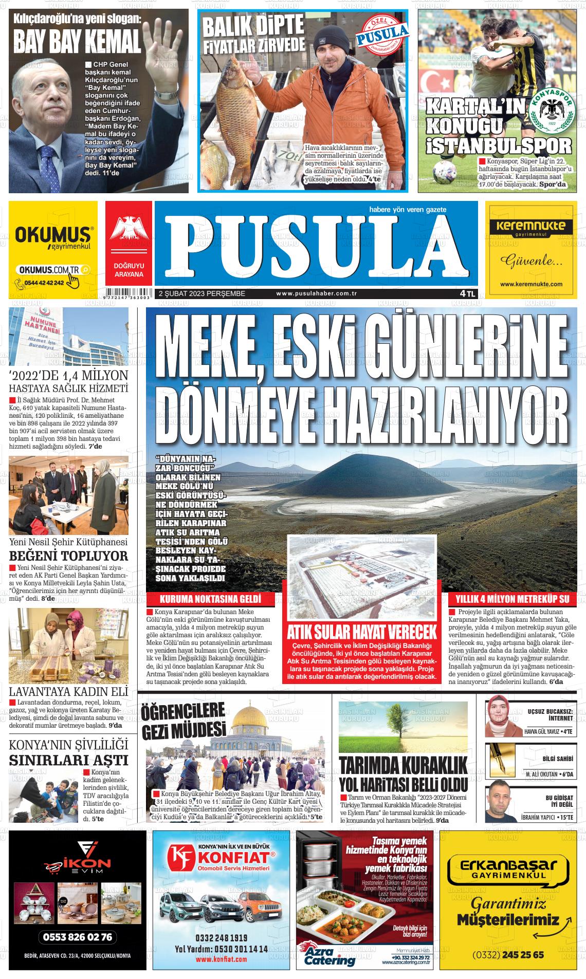 02 Şubat 2023 Pusula Haber Gazete Manşeti