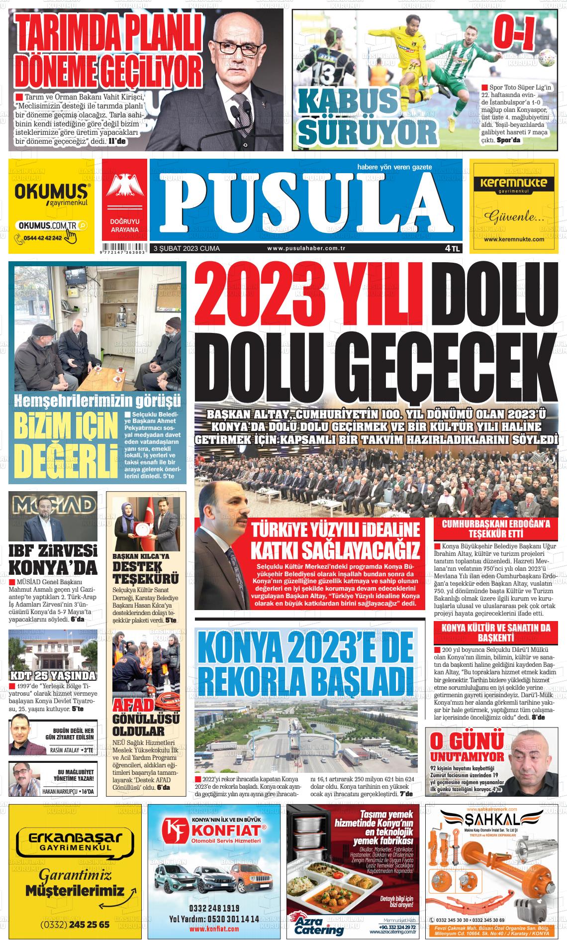 03 Şubat 2023 Pusula Haber Gazete Manşeti