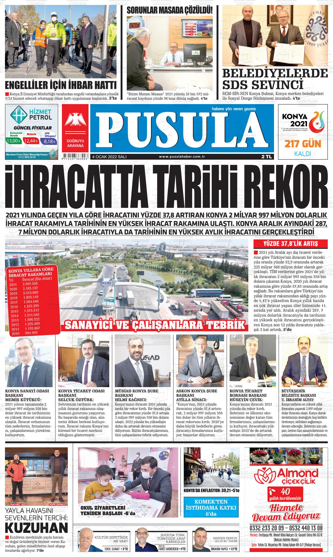 04 Ocak 2022 Pusula Haber Gazete Manşeti