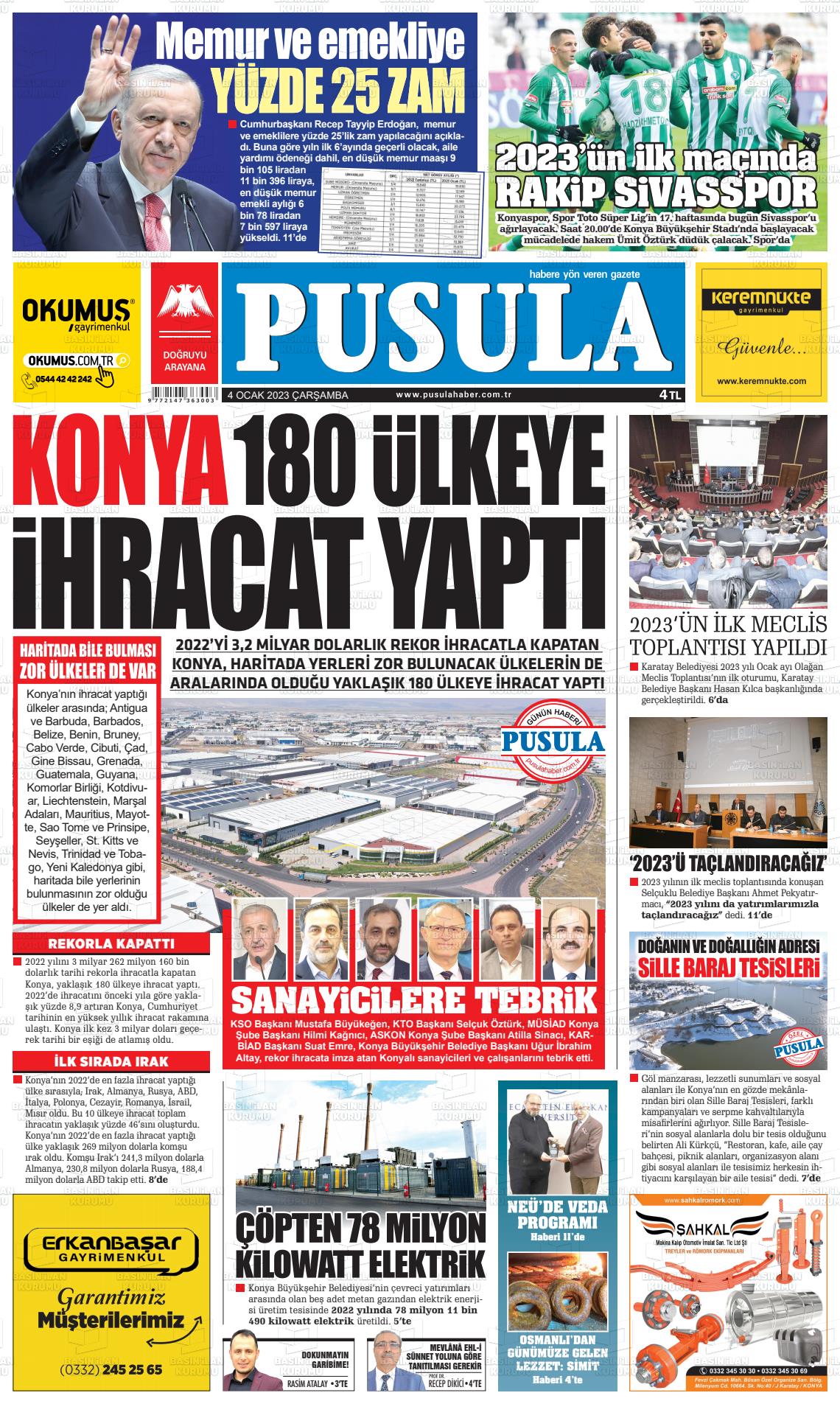 04 Ocak 2023 Pusula Haber Gazete Manşeti