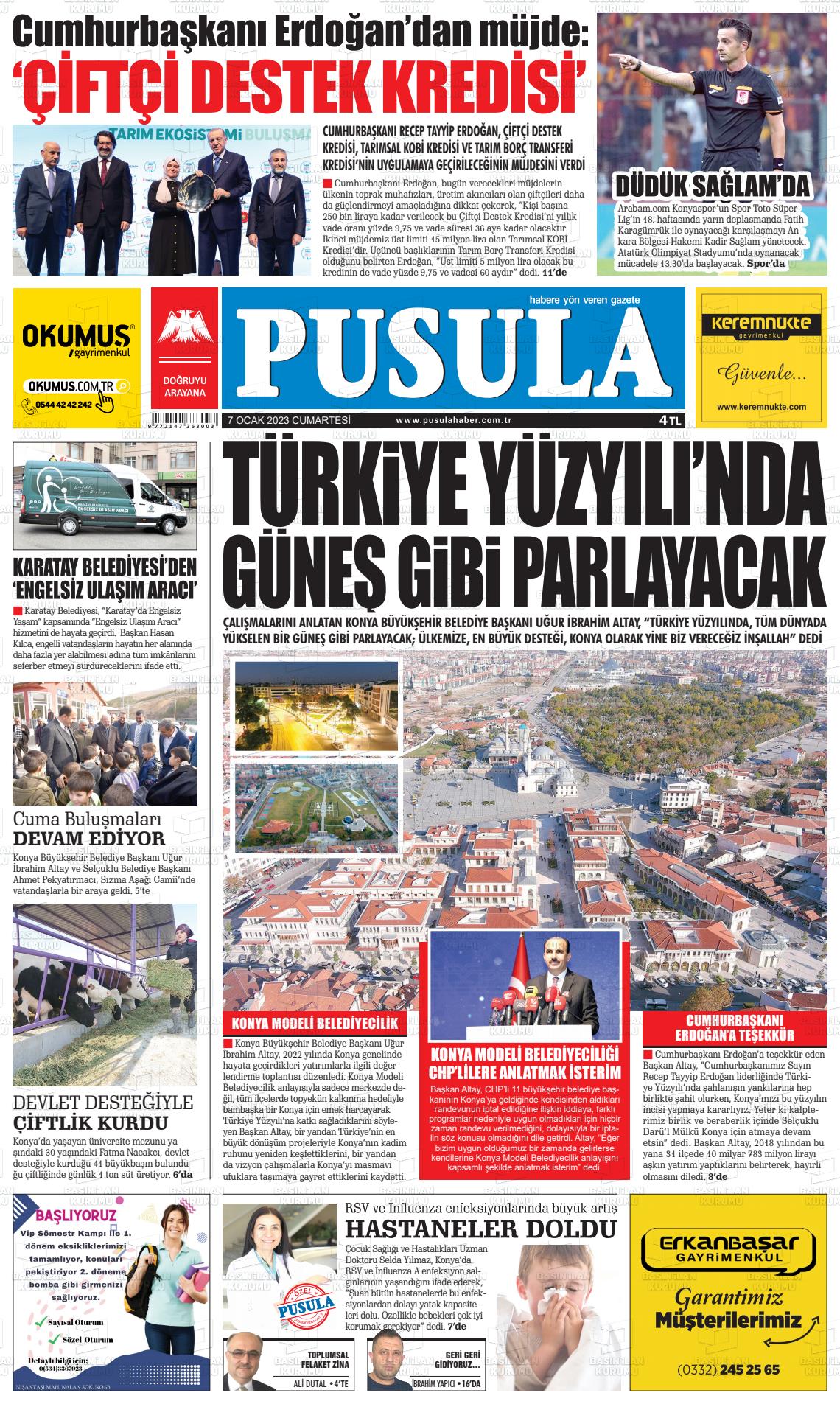 07 Ocak 2023 Pusula Haber Gazete Manşeti