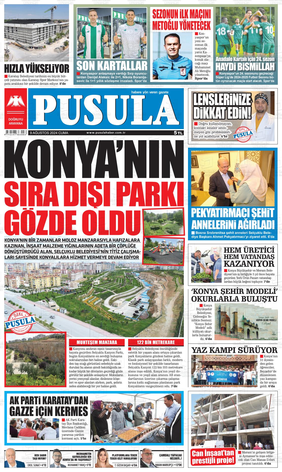 09 Ağustos 2024 Pusula Haber Gazete Manşeti