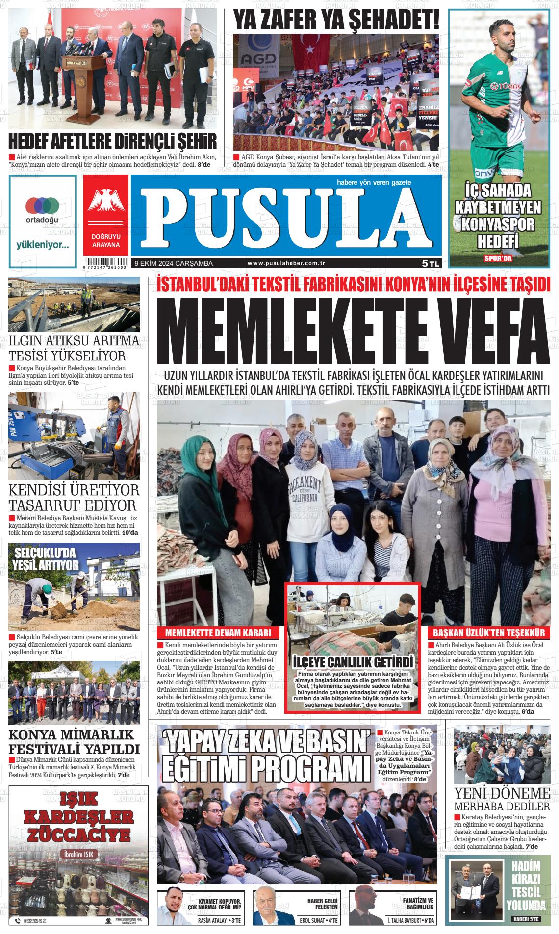 09 Ekim 2024 Pusula Haber Gazete Manşeti