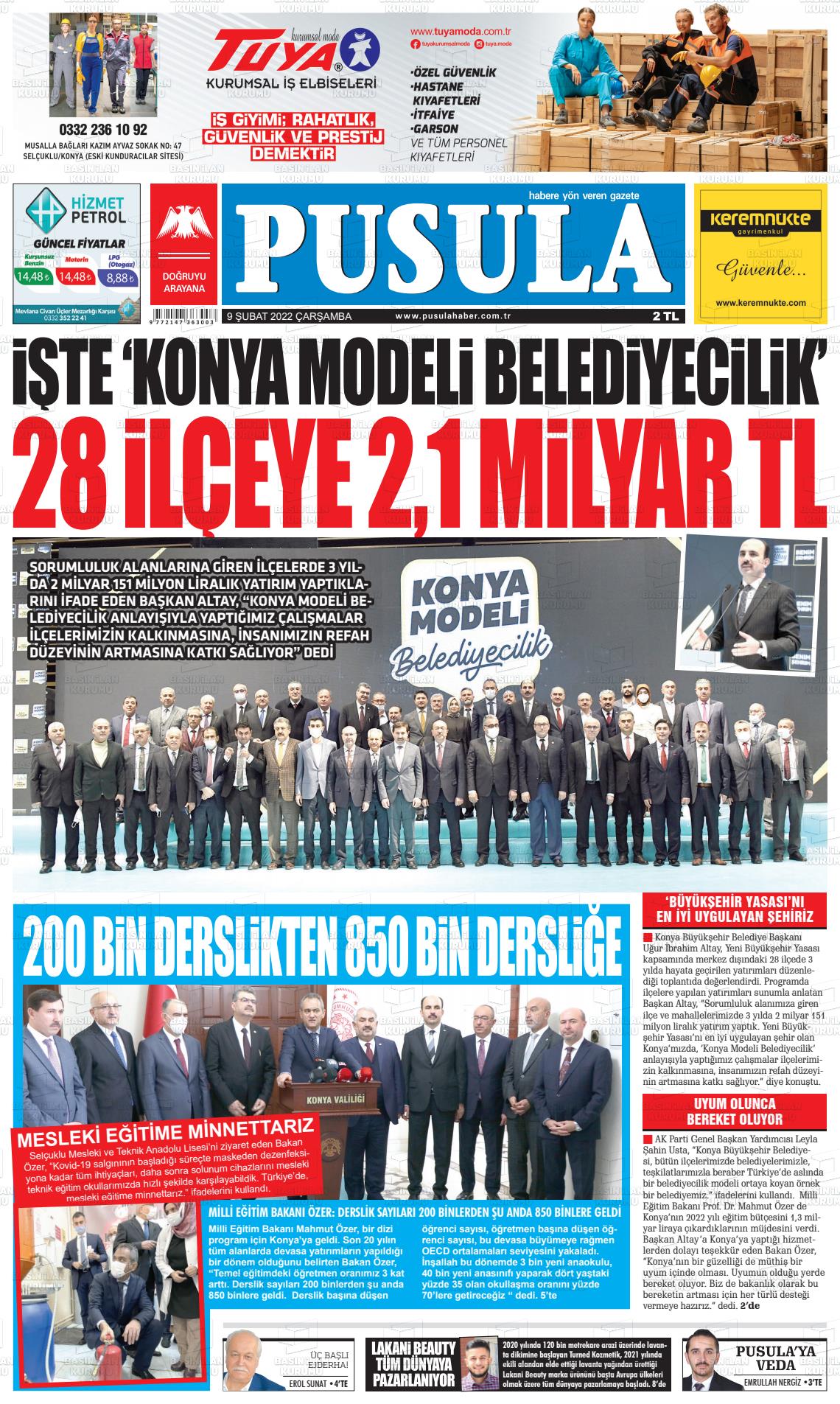 09 Şubat 2022 Pusula Haber Gazete Manşeti