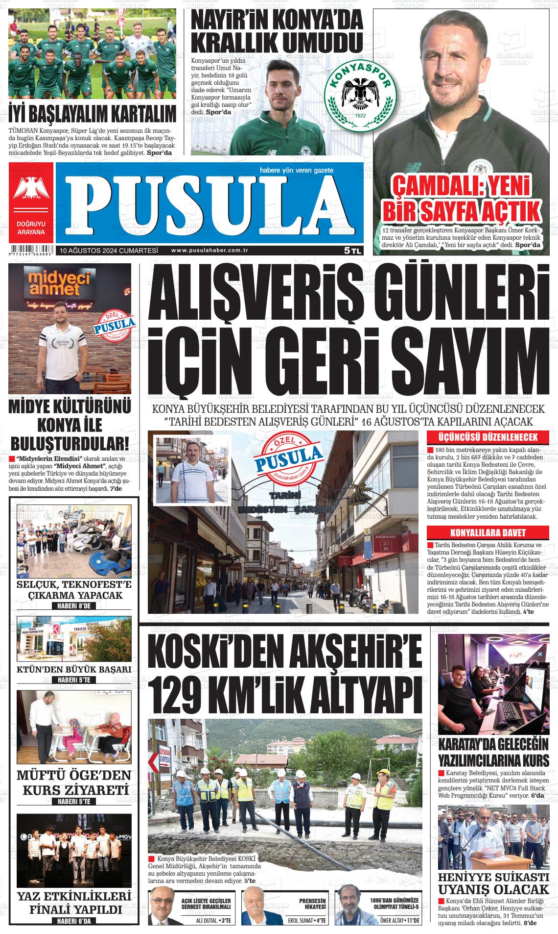 10 Ağustos 2024 Pusula Haber Gazete Manşeti