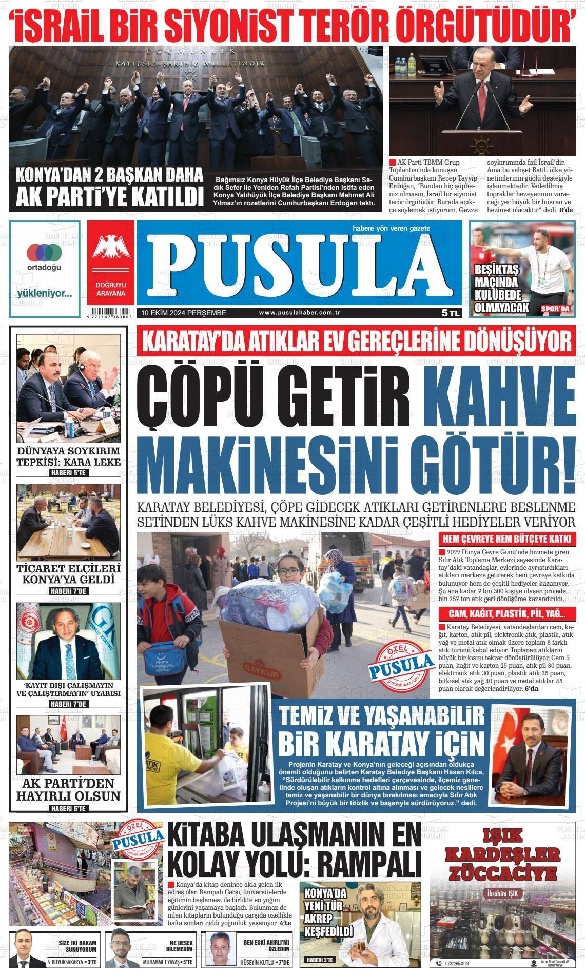 10 Ekim 2024 Pusula Haber Gazete Manşeti