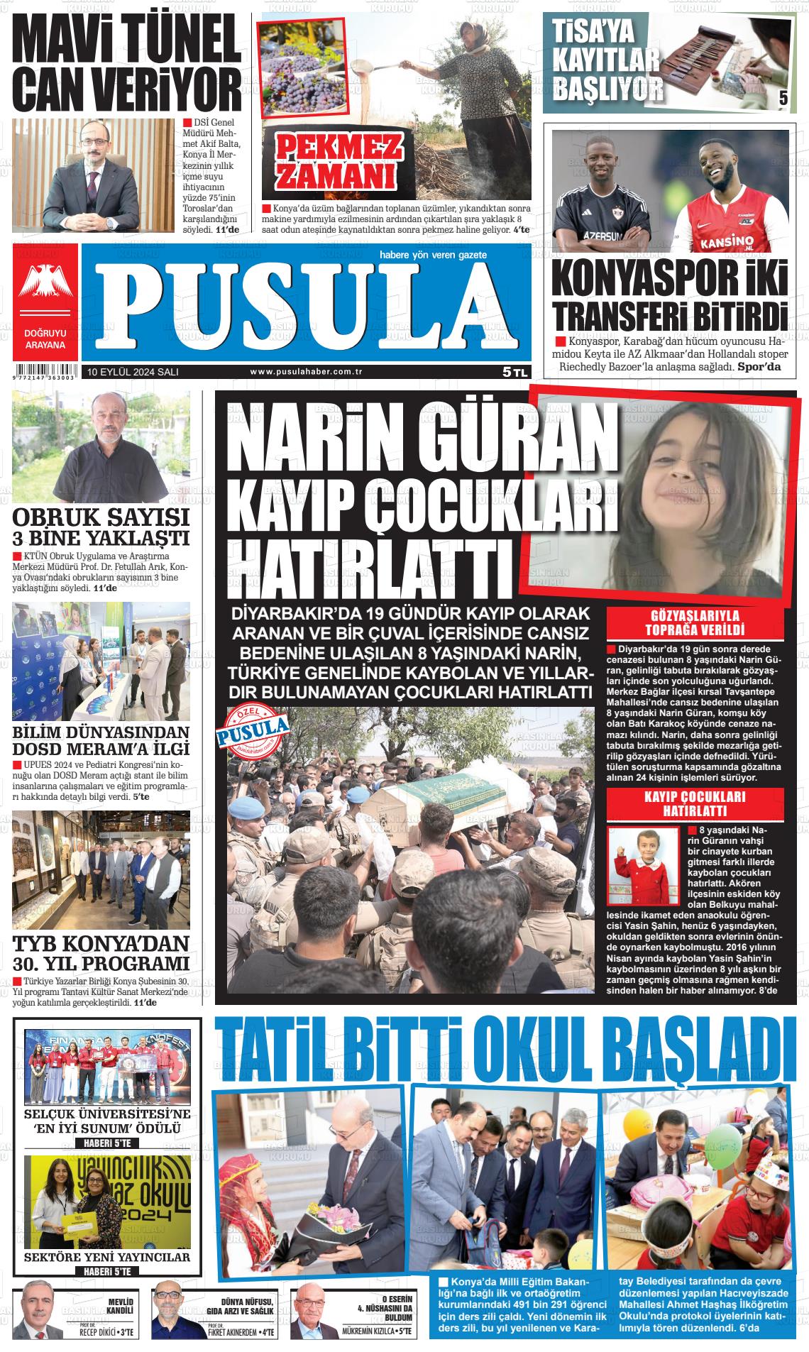 10 Eylül 2024 Pusula Haber Gazete Manşeti