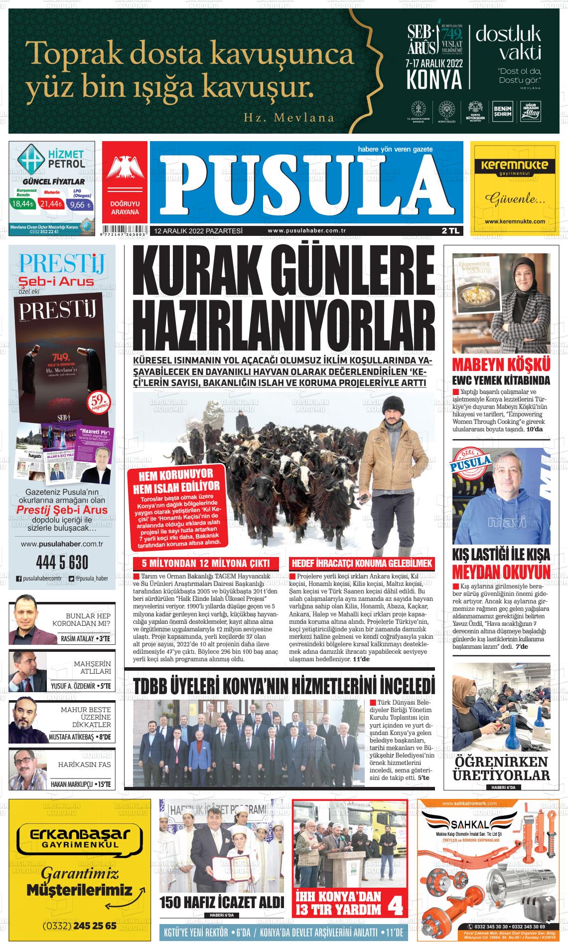 12 Aralık 2022 Pusula Haber Gazete Manşeti