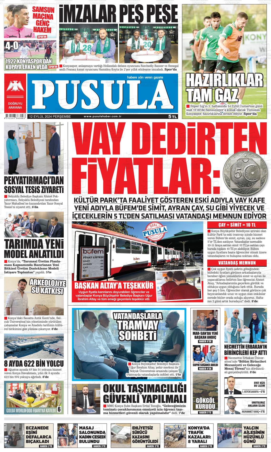 12 Eylül 2024 Pusula Haber Gazete Manşeti