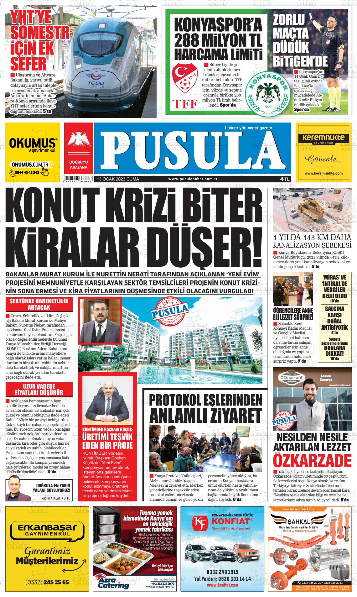 13 Ocak 2023 Pusula Haber Gazete Manşeti