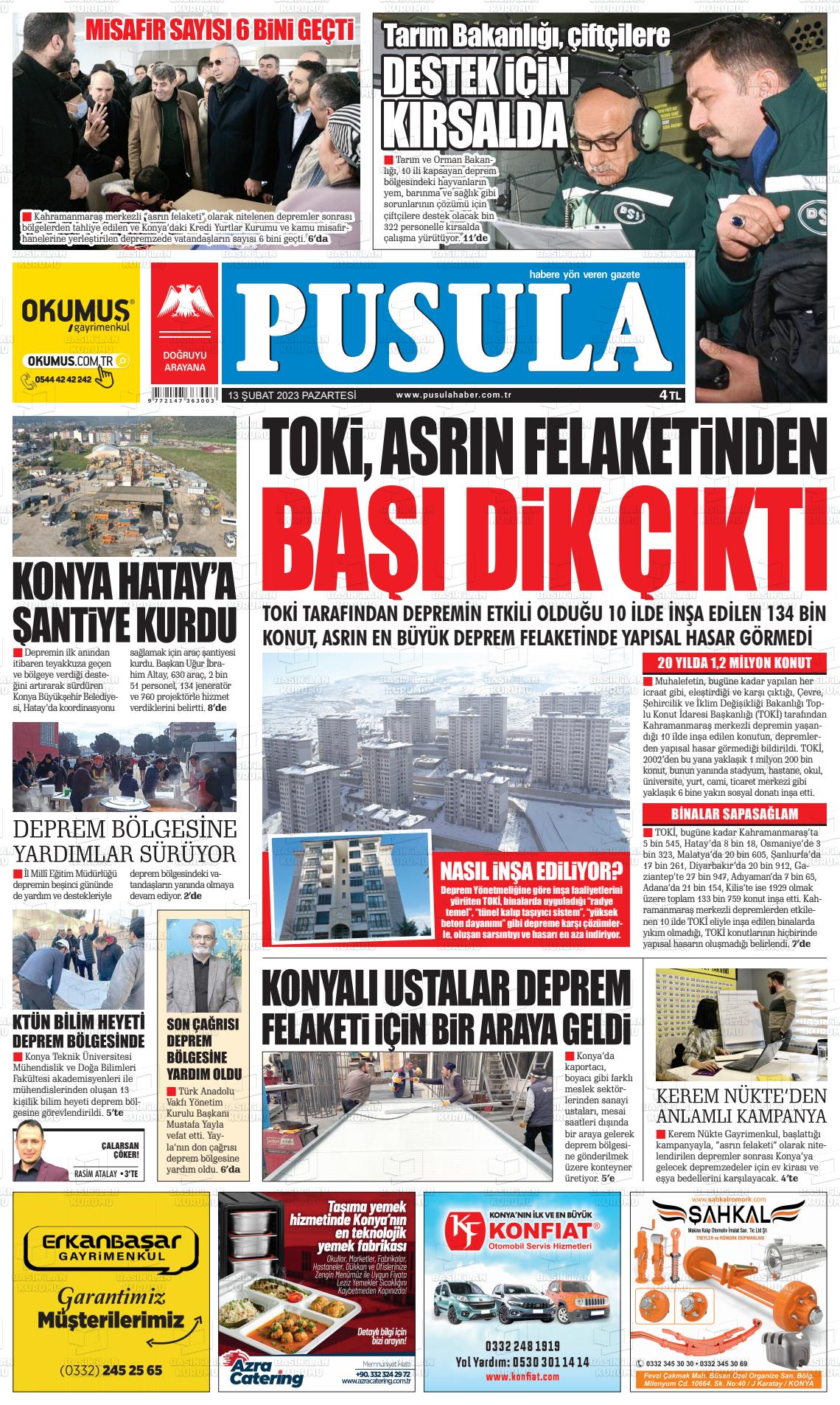 13 Nisan 2023 Pusula Haber Gazete Manşeti