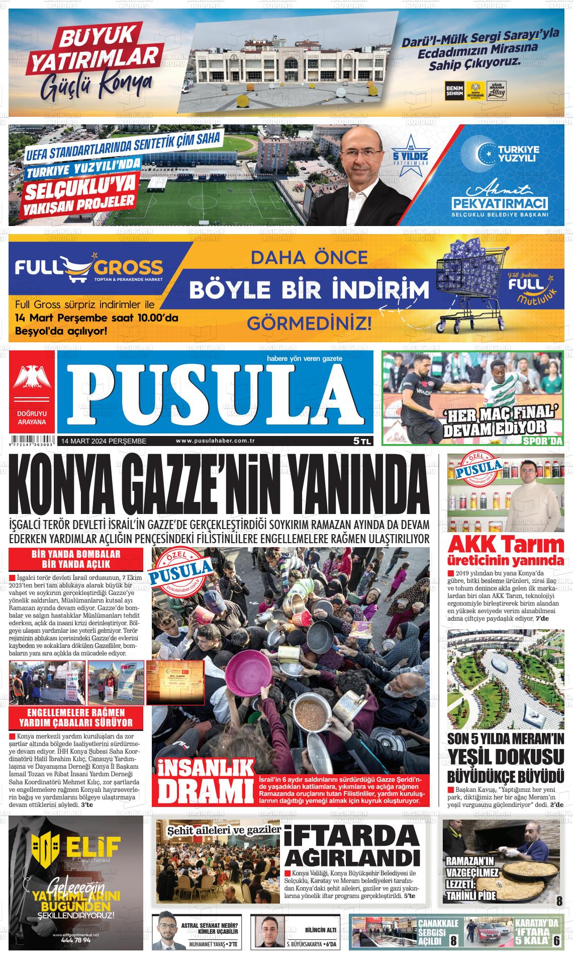 14 Mart 2024 Pusula Haber Gazete Manşeti