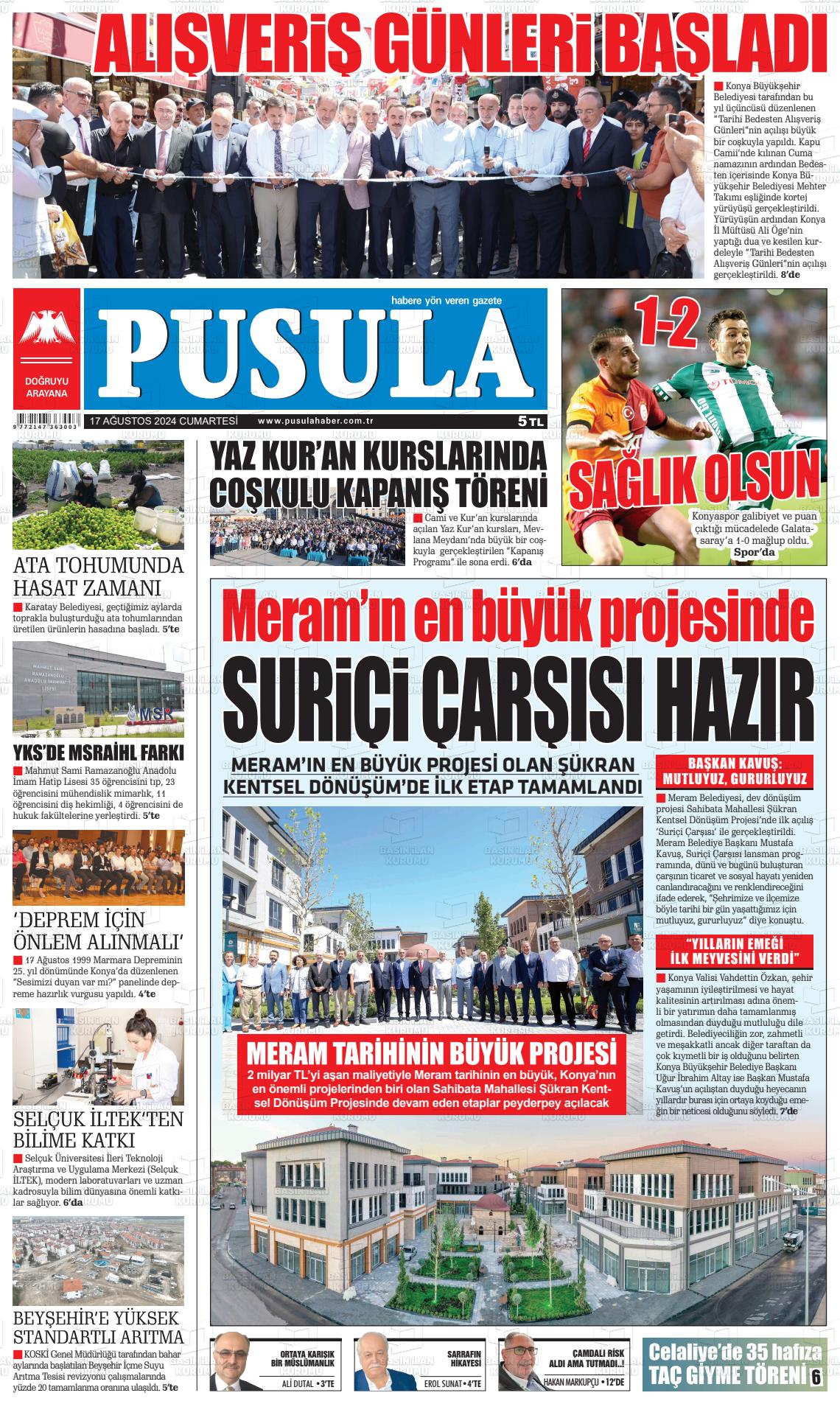 17 Ağustos 2024 Pusula Haber Gazete Manşeti