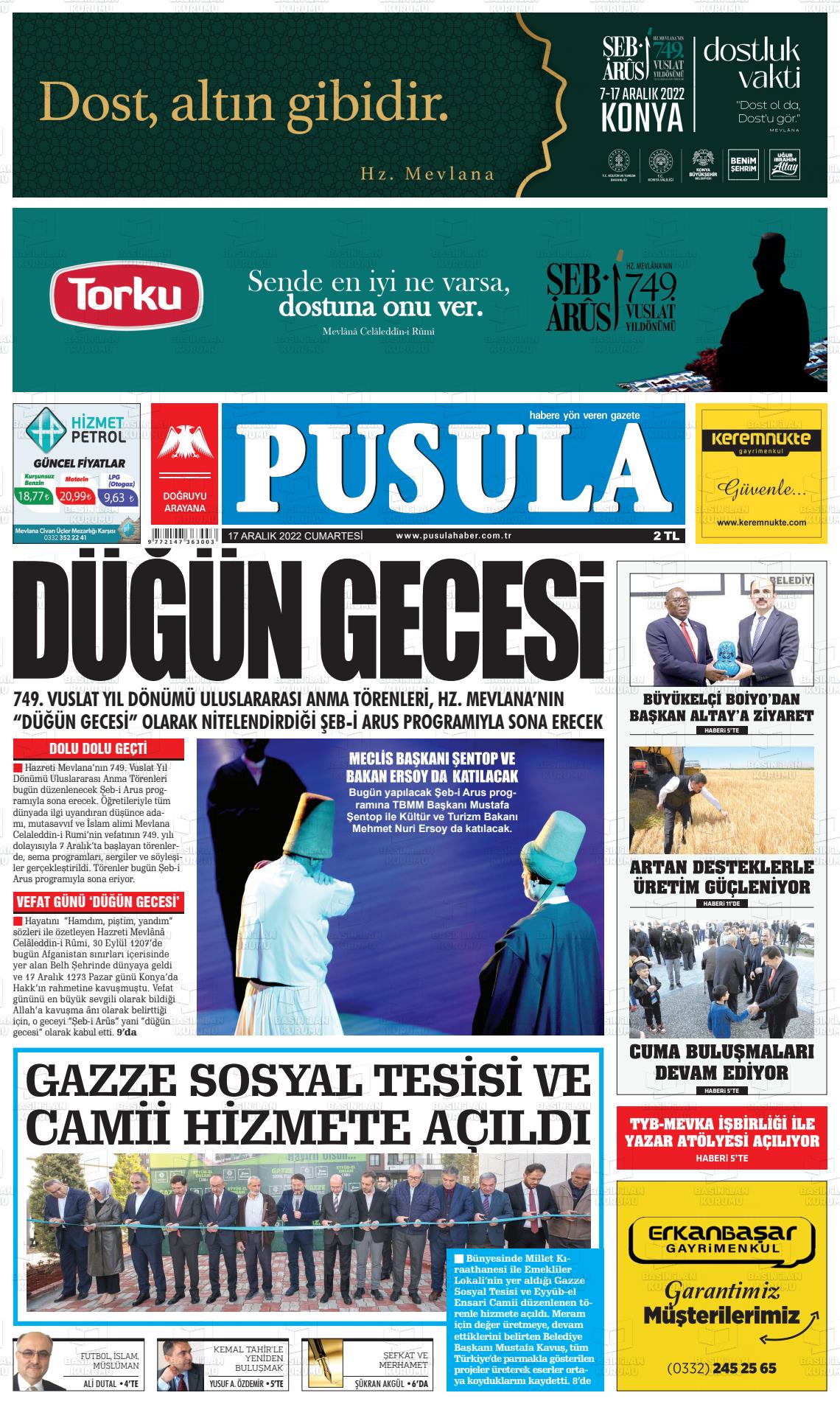 17 Aralık 2022 Pusula Haber Gazete Manşeti