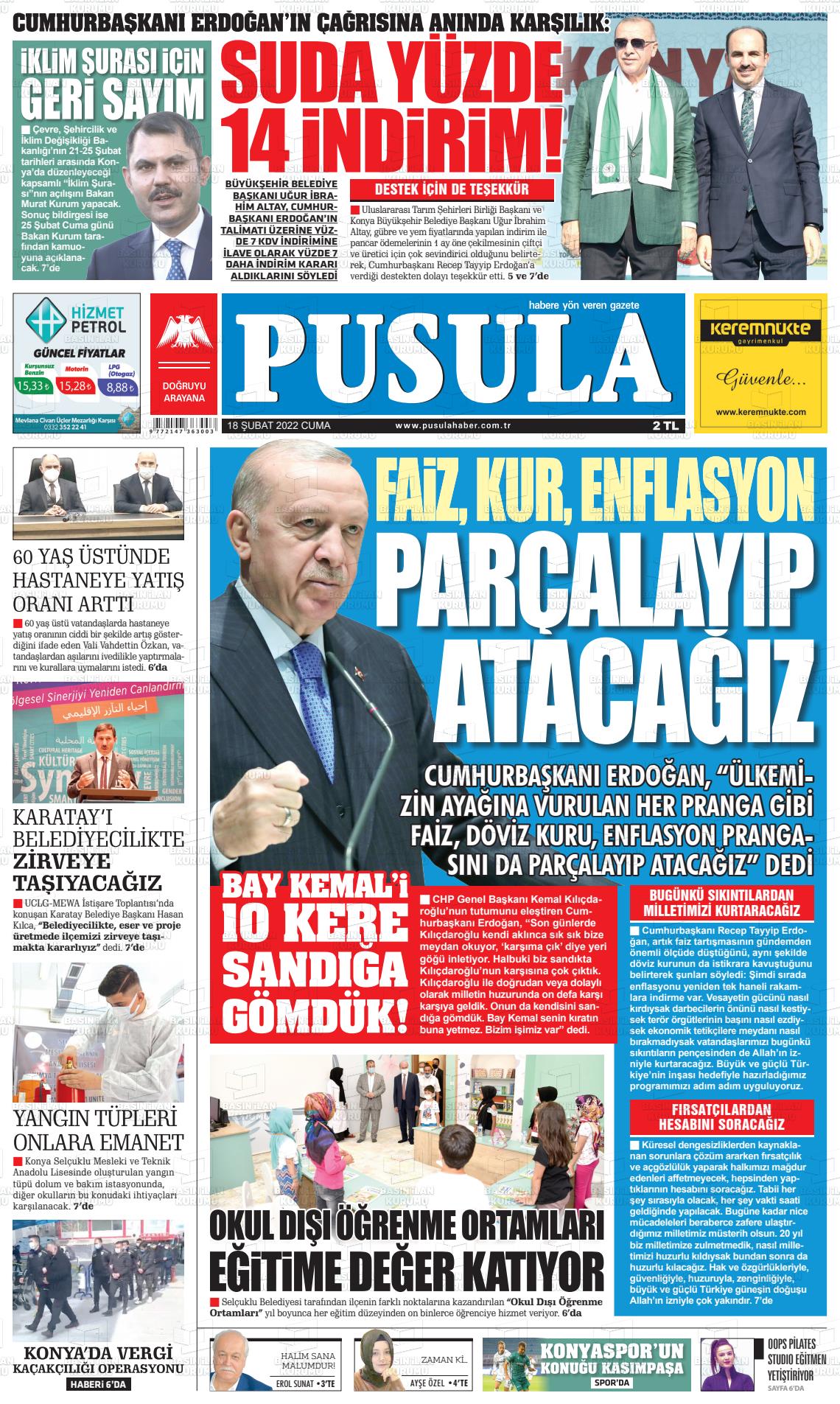 18 Şubat 2022 Pusula Haber Gazete Manşeti