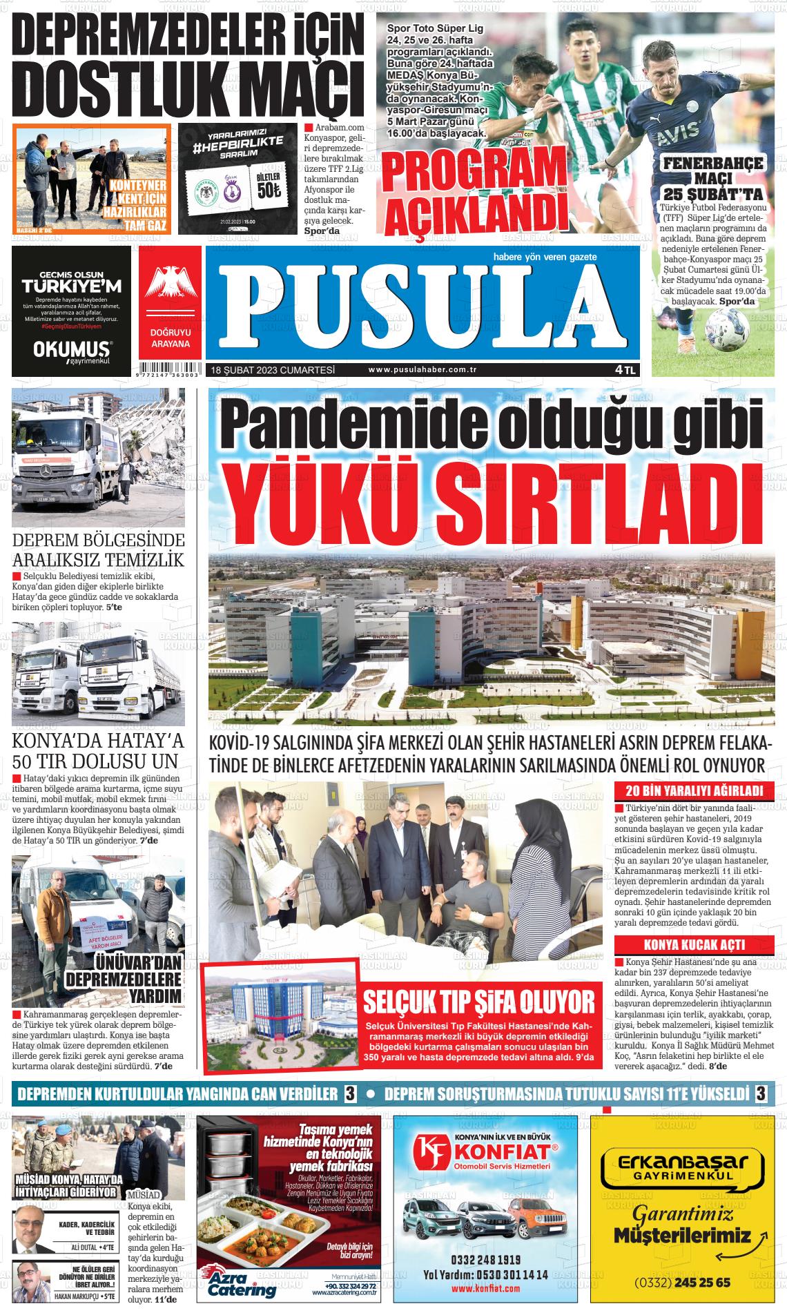 18 Şubat 2023 Pusula Haber Gazete Manşeti