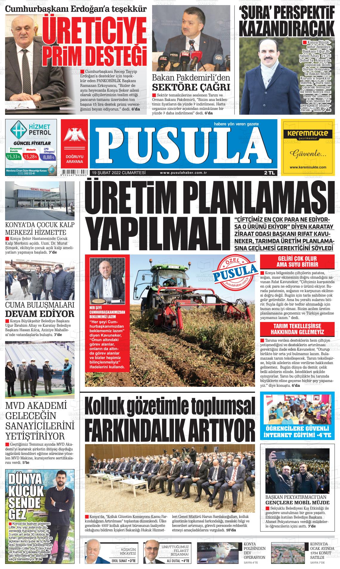 19 Şubat 2022 Pusula Haber Gazete Manşeti