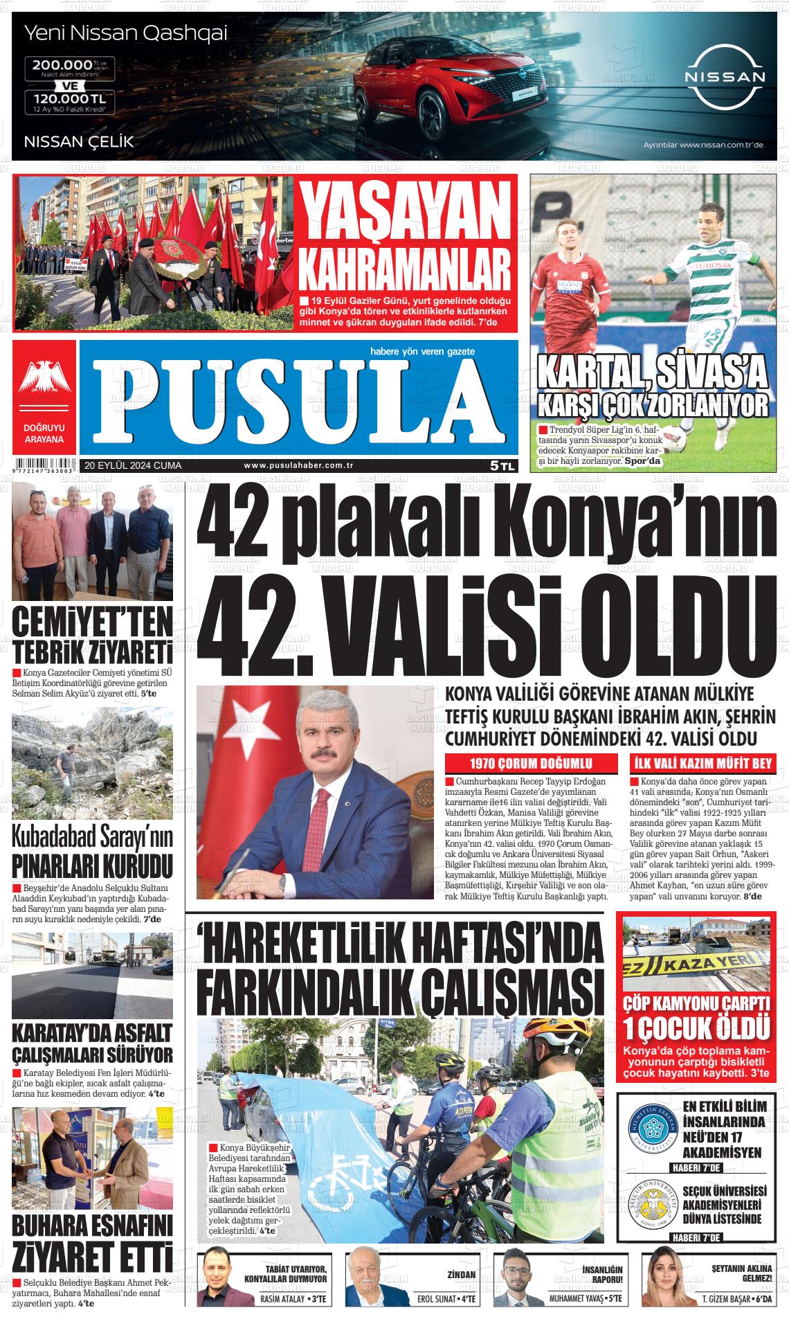 20 Eylül 2024 Pusula Haber Gazete Manşeti